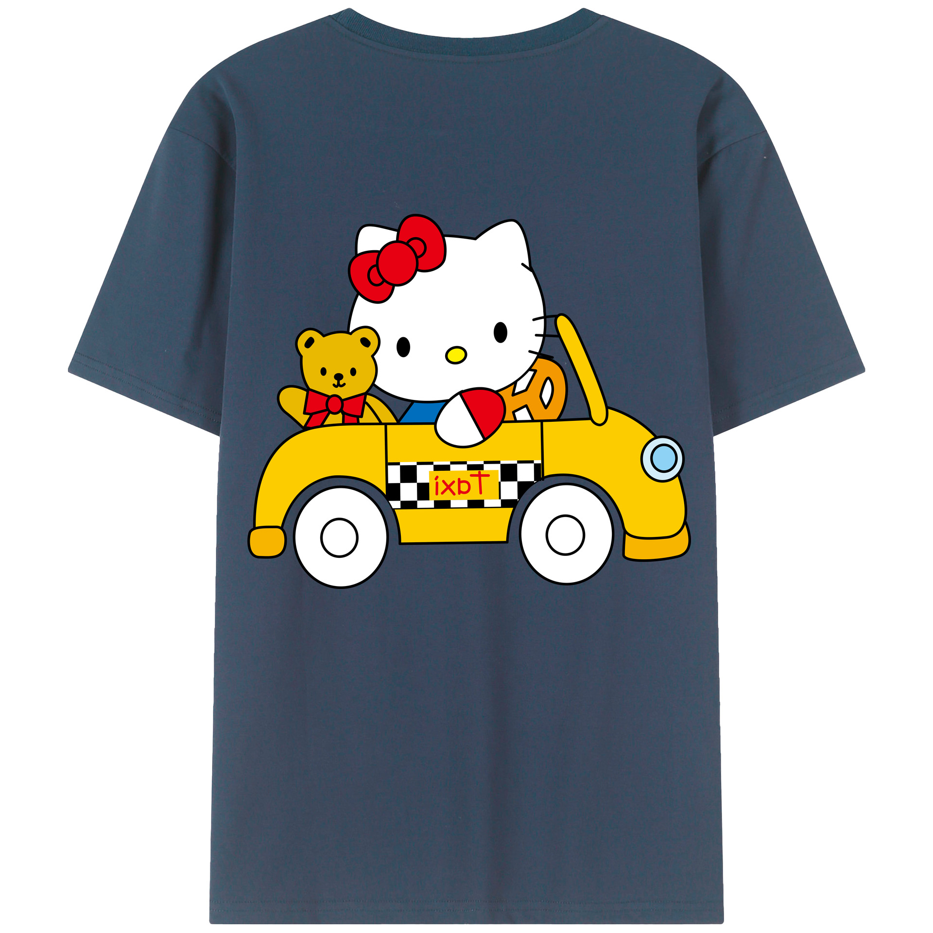 （画像用） Hello Kitty ハローキティ 綿100％ メンズ半袖Tシャツ（バックプリント） 通気性