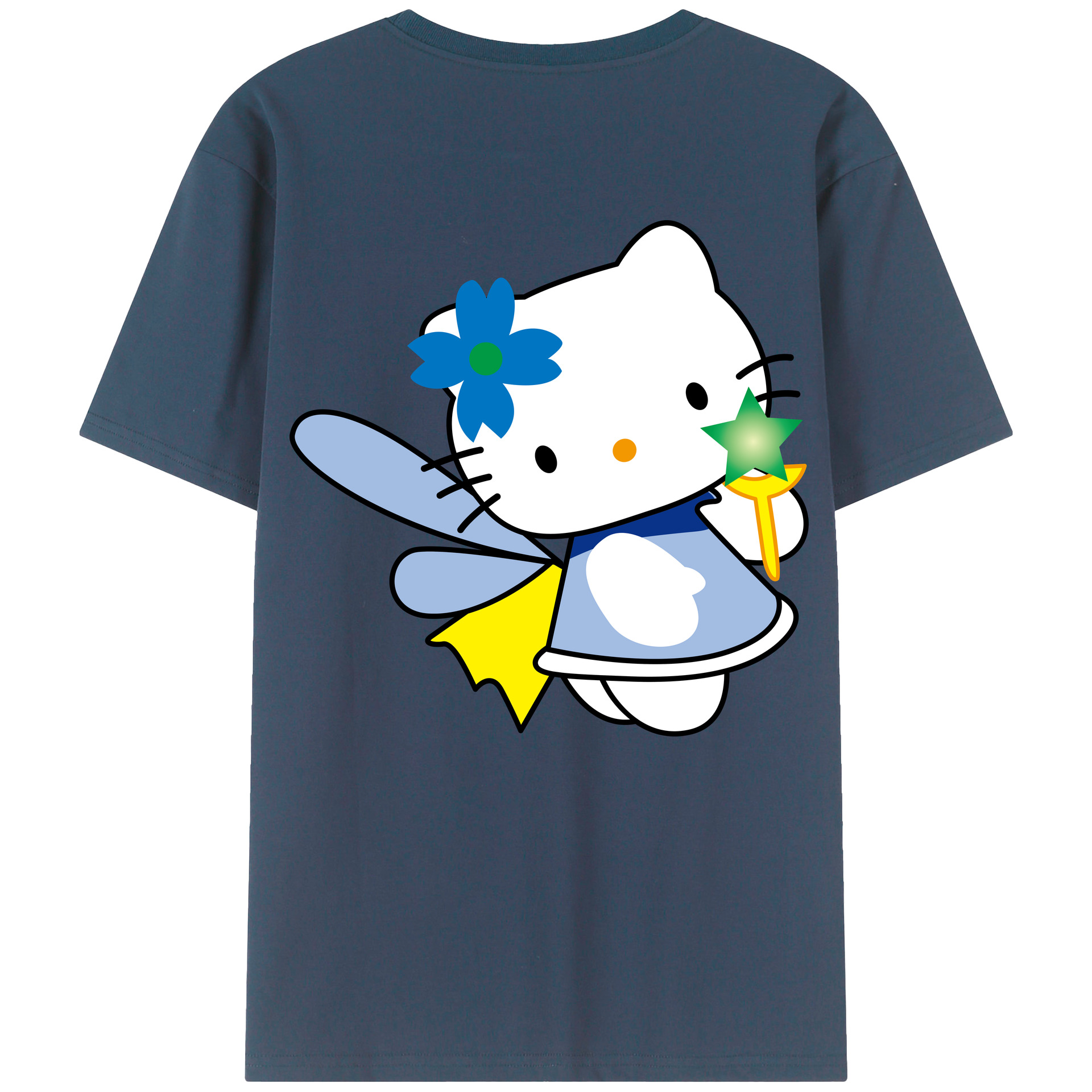 （画像用） Hello Kitty ハローキティ 綿100％ メンズ半袖Tシャツ（バックプリント） 通気性