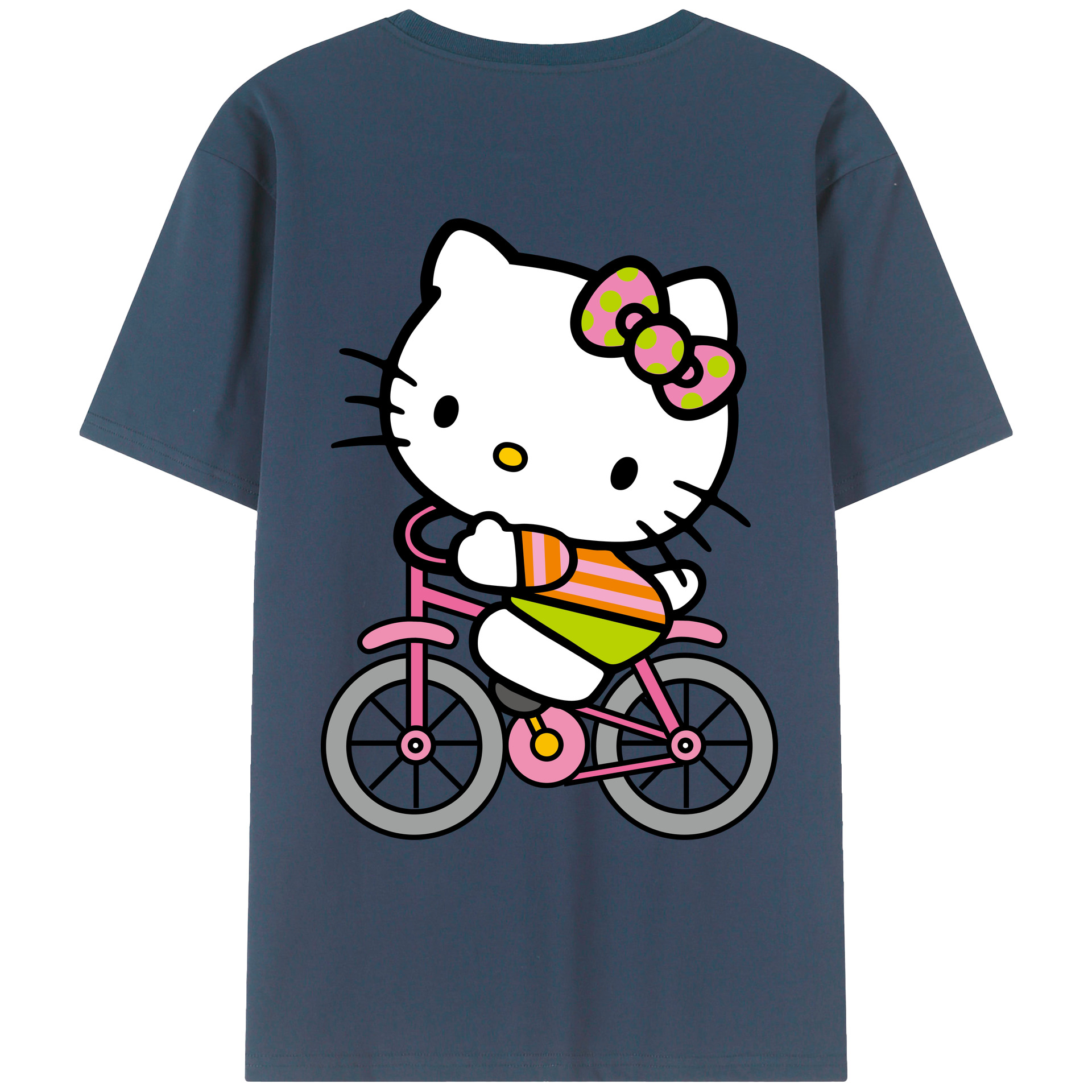 （画像用） Hello Kitty ハローキティ 綿100％ メンズ半袖Tシャツ（バックプリント） 通気性