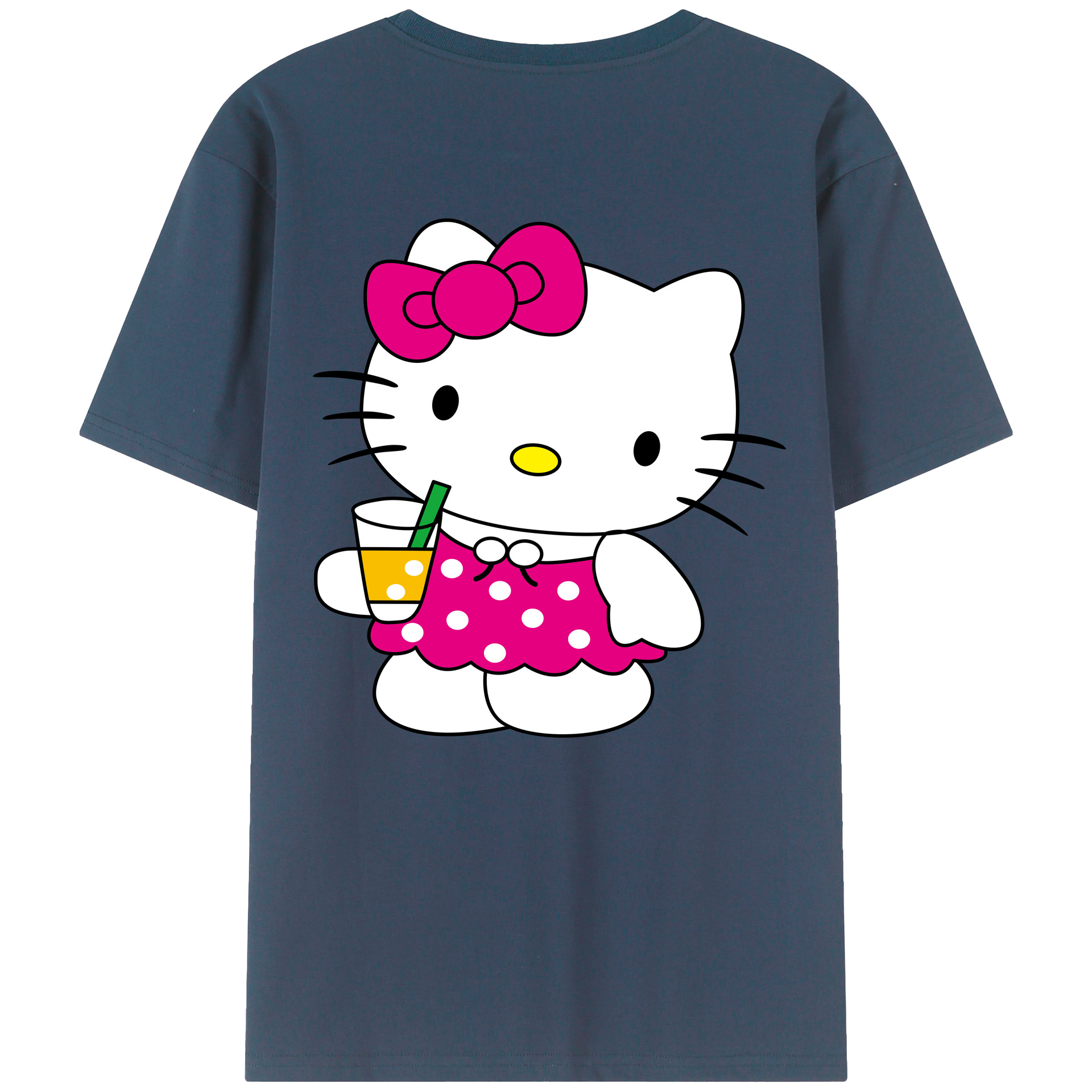 （画像用） Hello Kitty ハローキティ 綿100％ メンズ半袖Tシャツ（バックプリント） 通気性