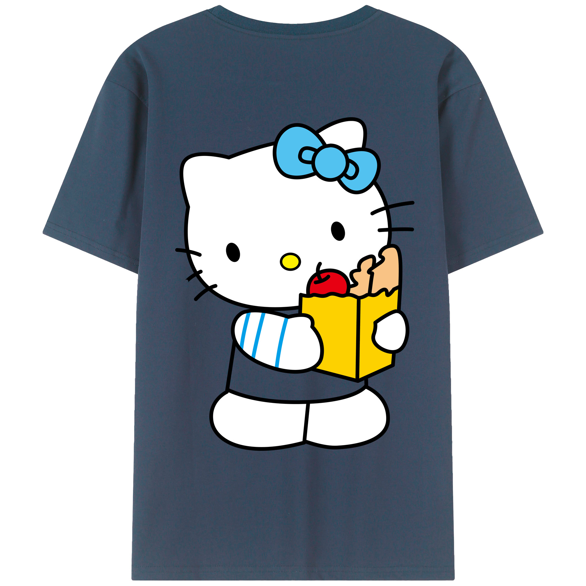（画像用） Hello Kitty ハローキティ 綿100％ メンズ半袖Tシャツ（バックプリント） 通気性
