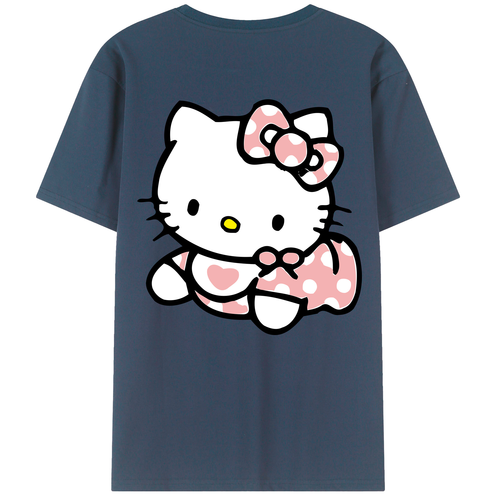 （画像用） Hello Kitty ハローキティ 綿100％ メンズ半袖Tシャツ（バックプリント） 通気性