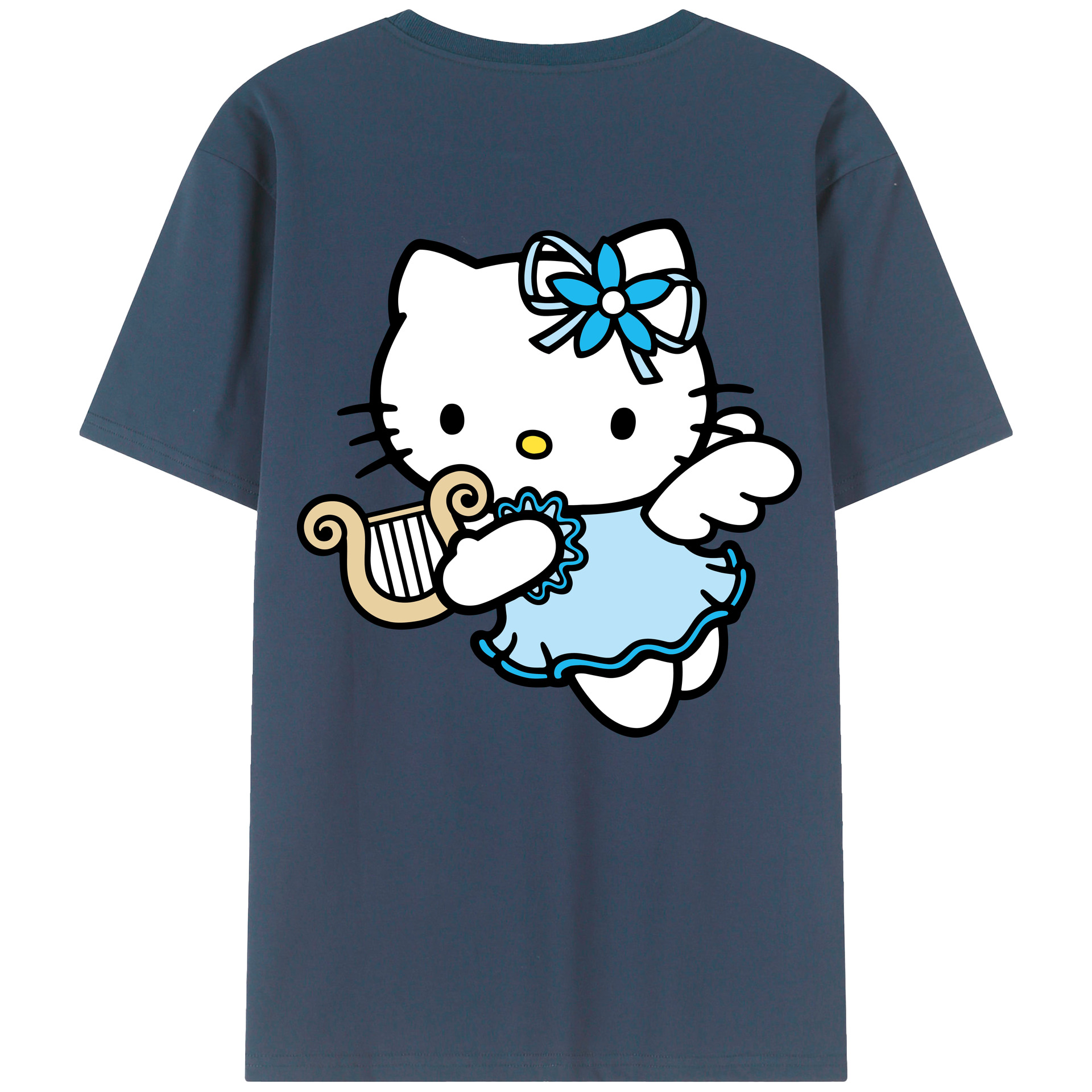 （画像用） Hello Kitty ハローキティ 綿100％ メンズ半袖Tシャツ（バックプリント） 通気性
