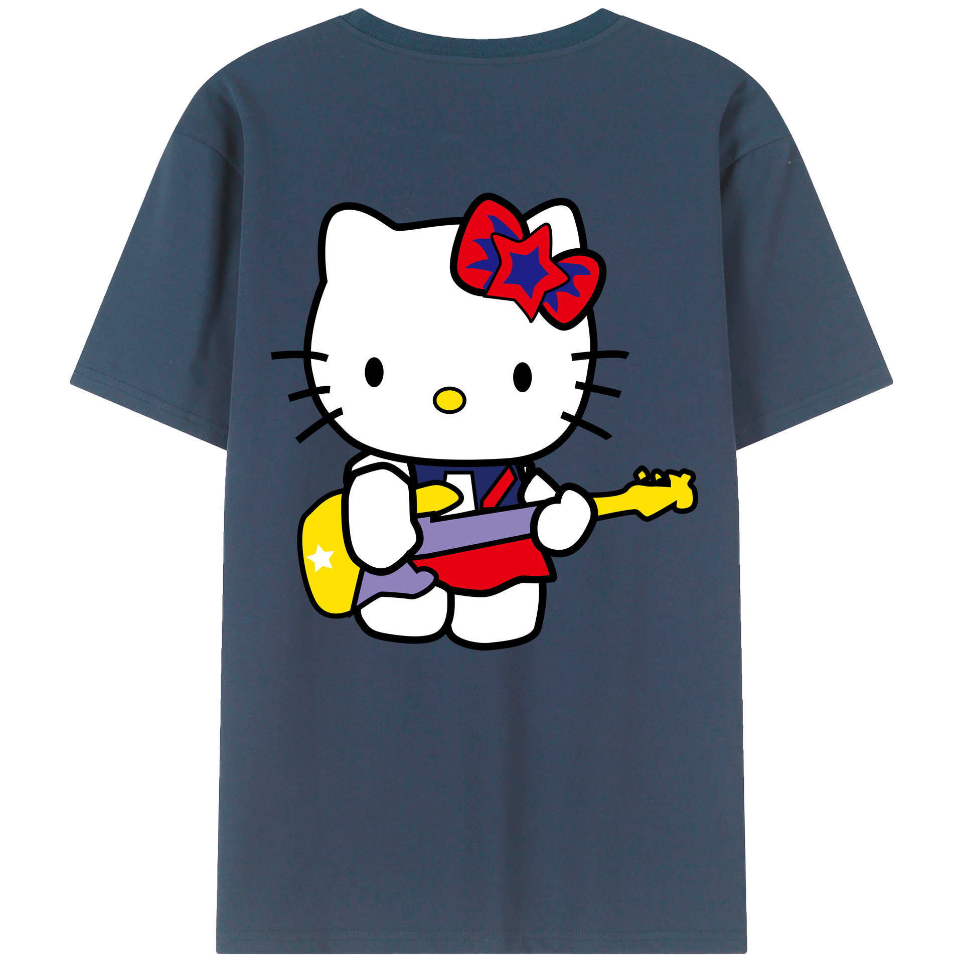 （画像用） Hello Kitty ハローキティ 綿100％ メンズ半袖Tシャツ（バックプリント） 通気性