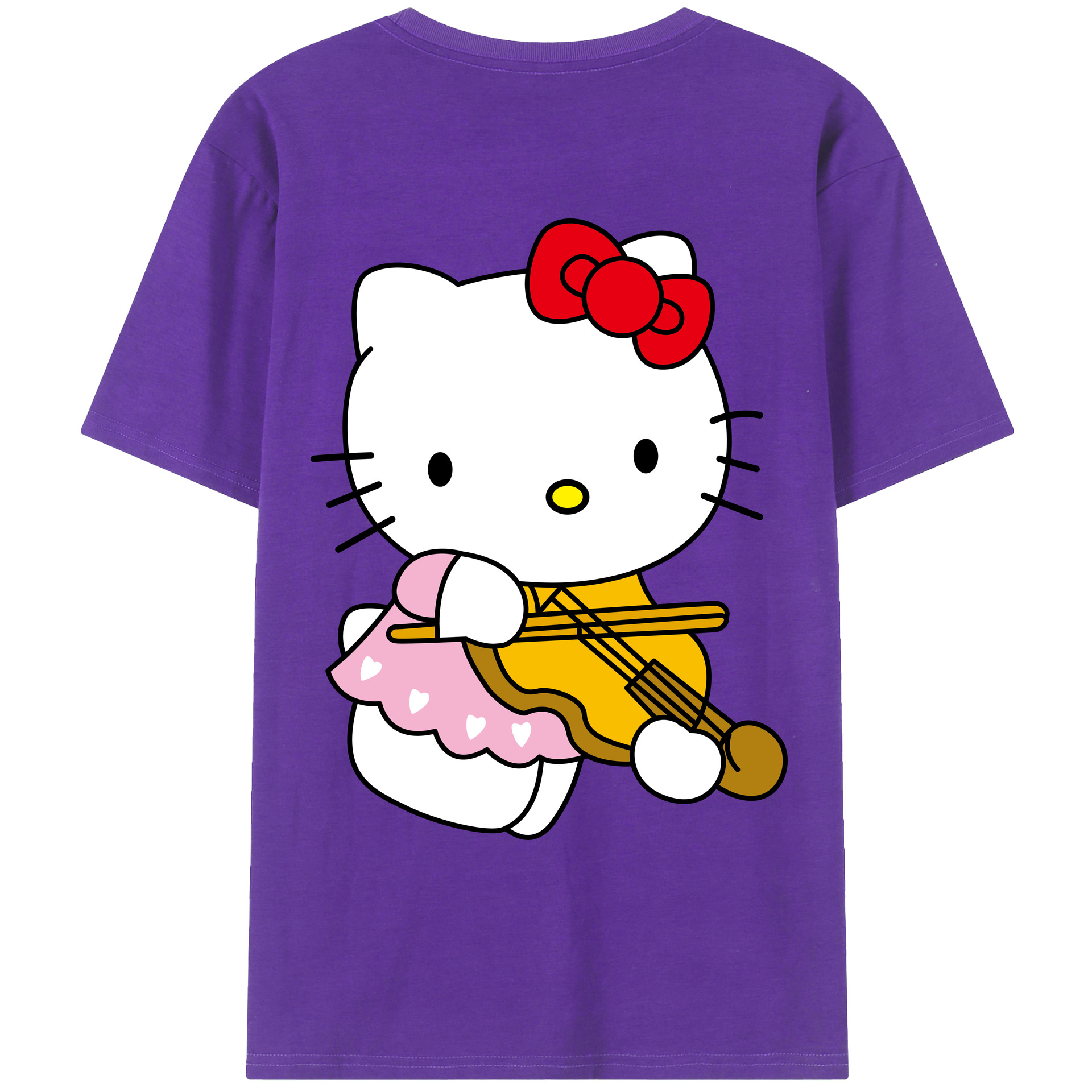 （画像用） Hello Kitty ハローキティ 綿100％ メンズ半袖Tシャツ（バックプリント） 通気性