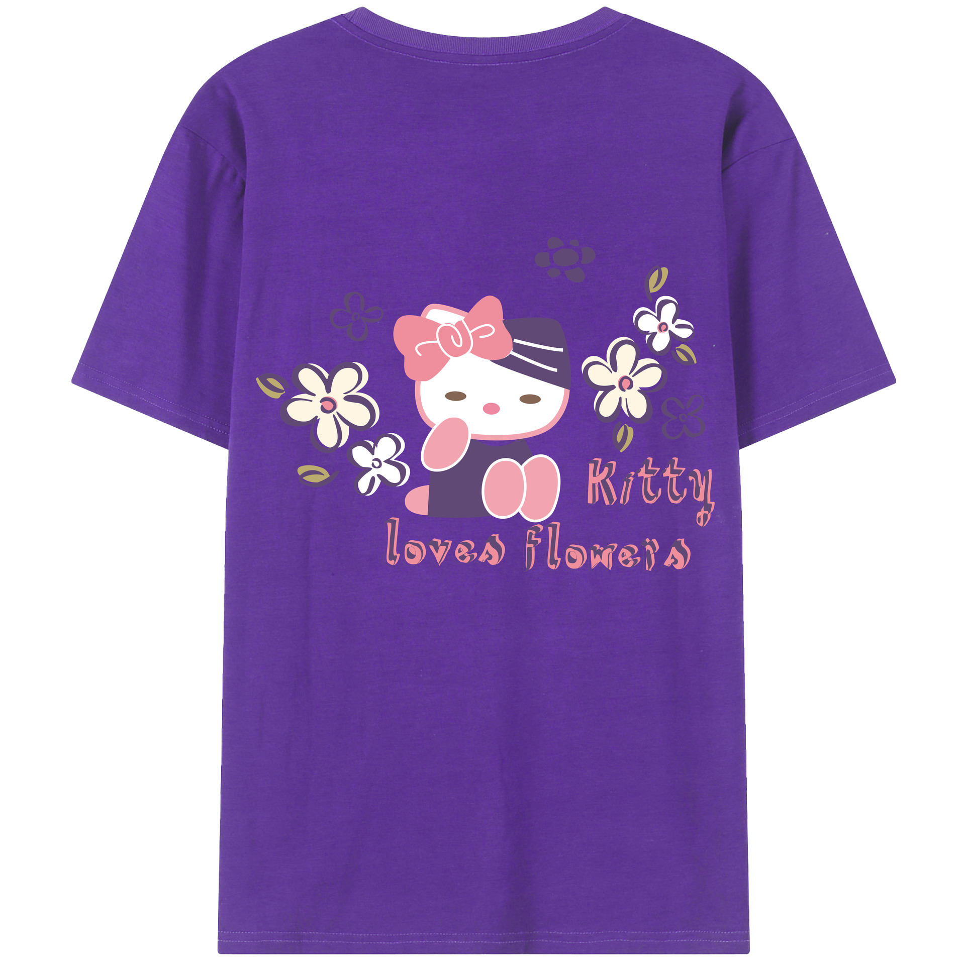 （画像用） Hello Kitty ハローキティ 綿100％ メンズ半袖Tシャツ（バックプリント） 通気性