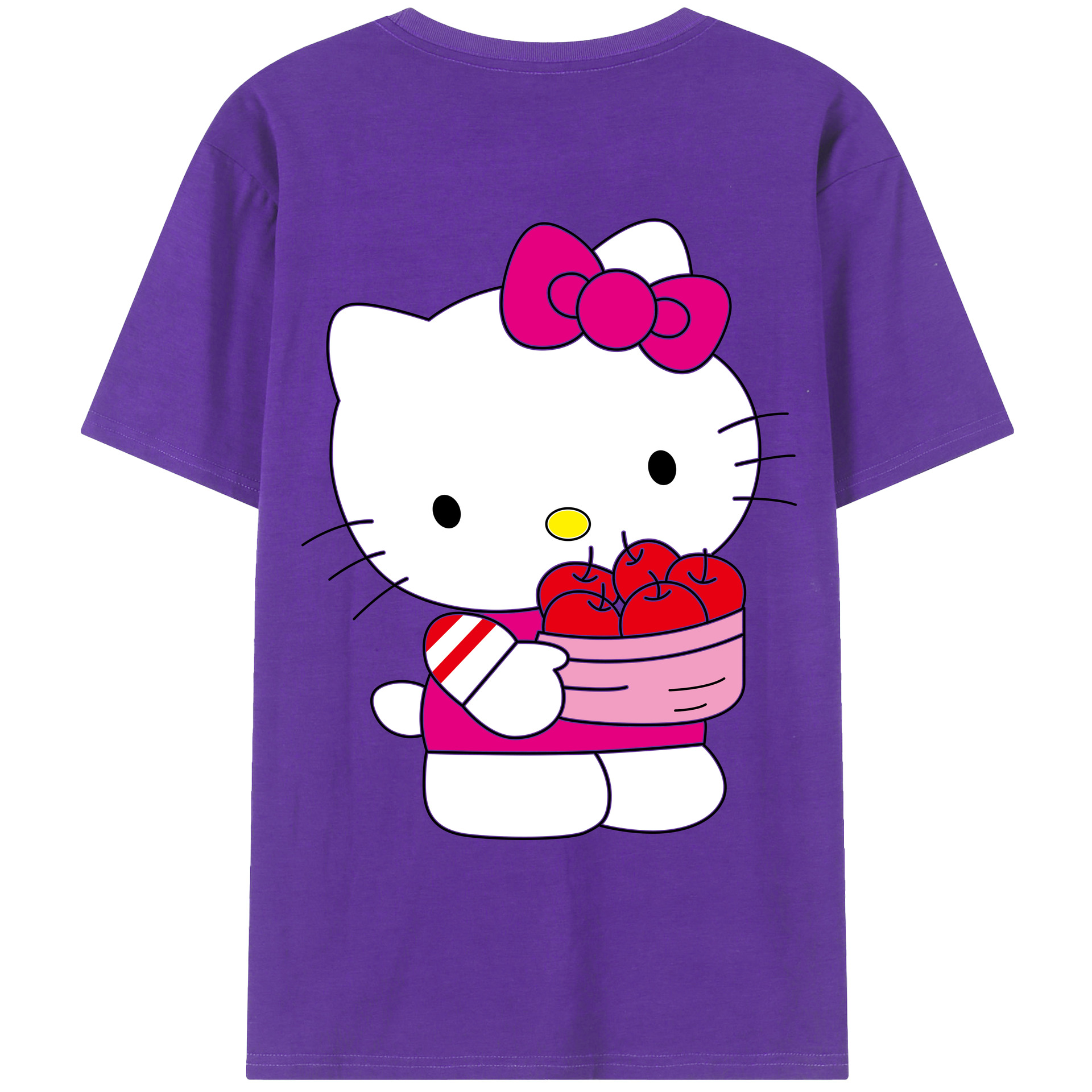 （画像用） Hello Kitty ハローキティ 綿100％ メンズ半袖Tシャツ（バックプリント） 通気性