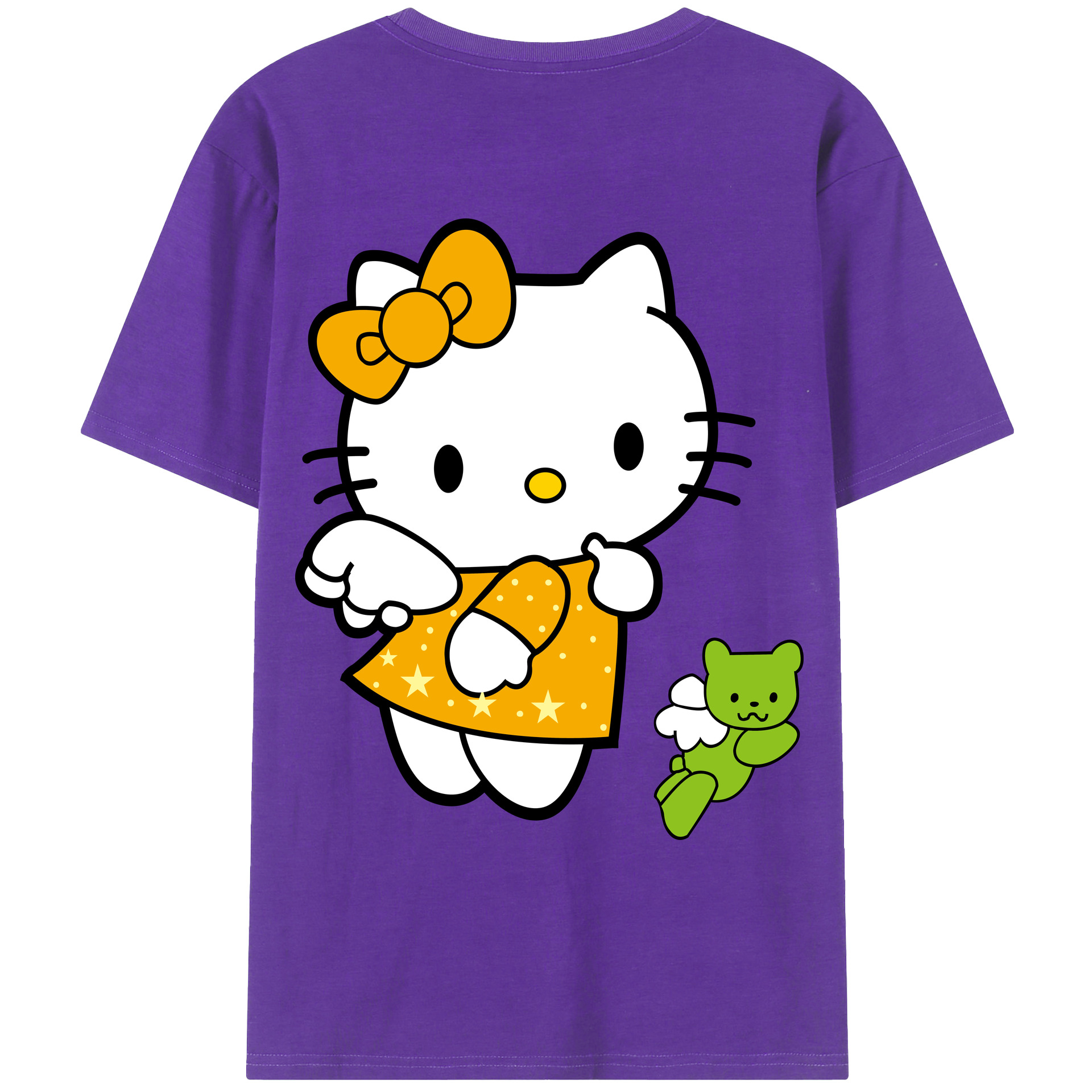 （画像用） Hello Kitty ハローキティ 綿100％ メンズ半袖Tシャツ（バックプリント） 通気性