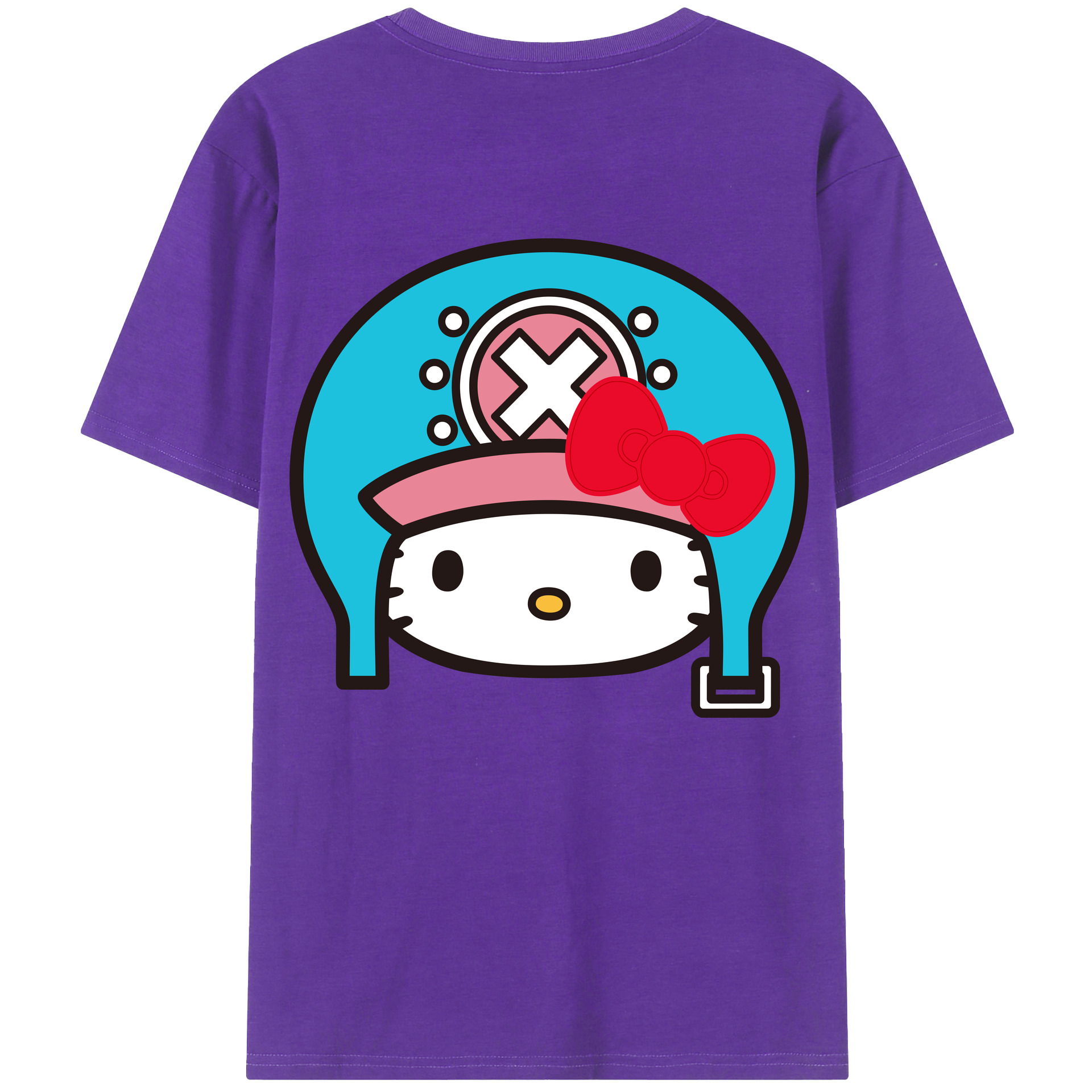 （画像用） Hello Kitty ハローキティ 綿100％ メンズ半袖Tシャツ（バックプリント） 通気性