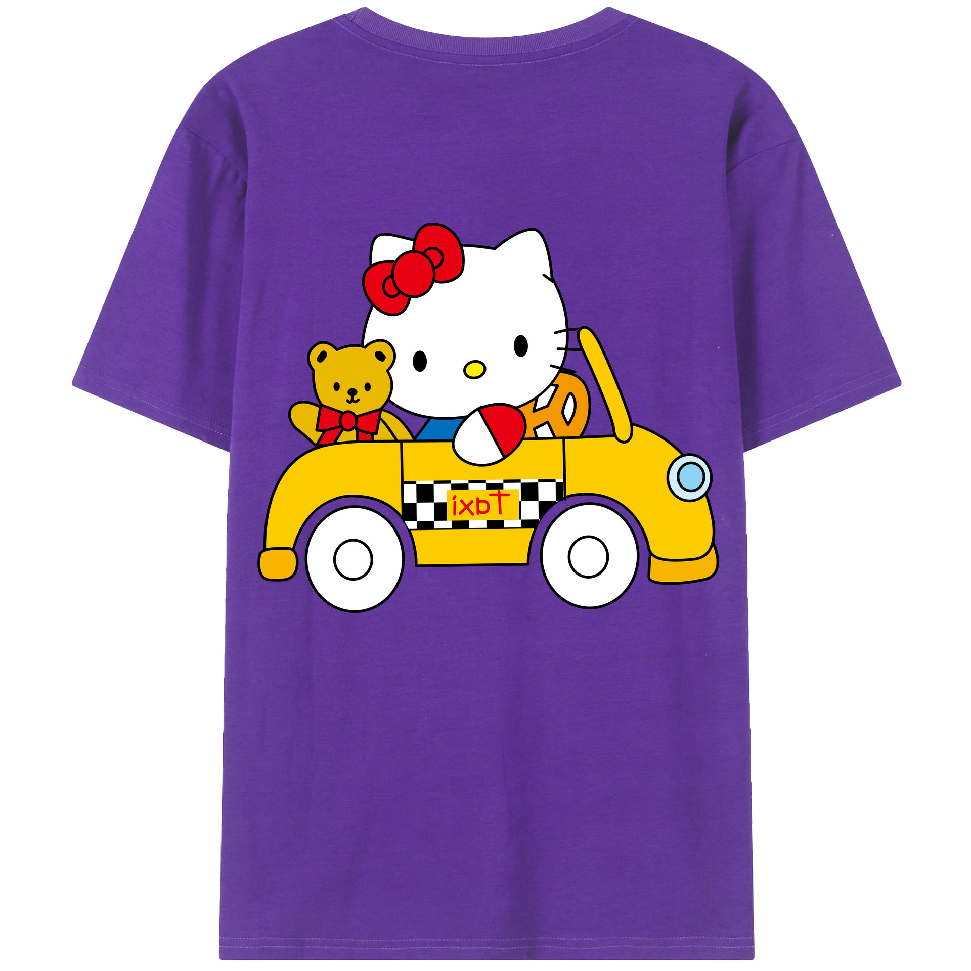 （画像用） Hello Kitty ハローキティ 綿100％ メンズ半袖Tシャツ（バックプリント） 通気性