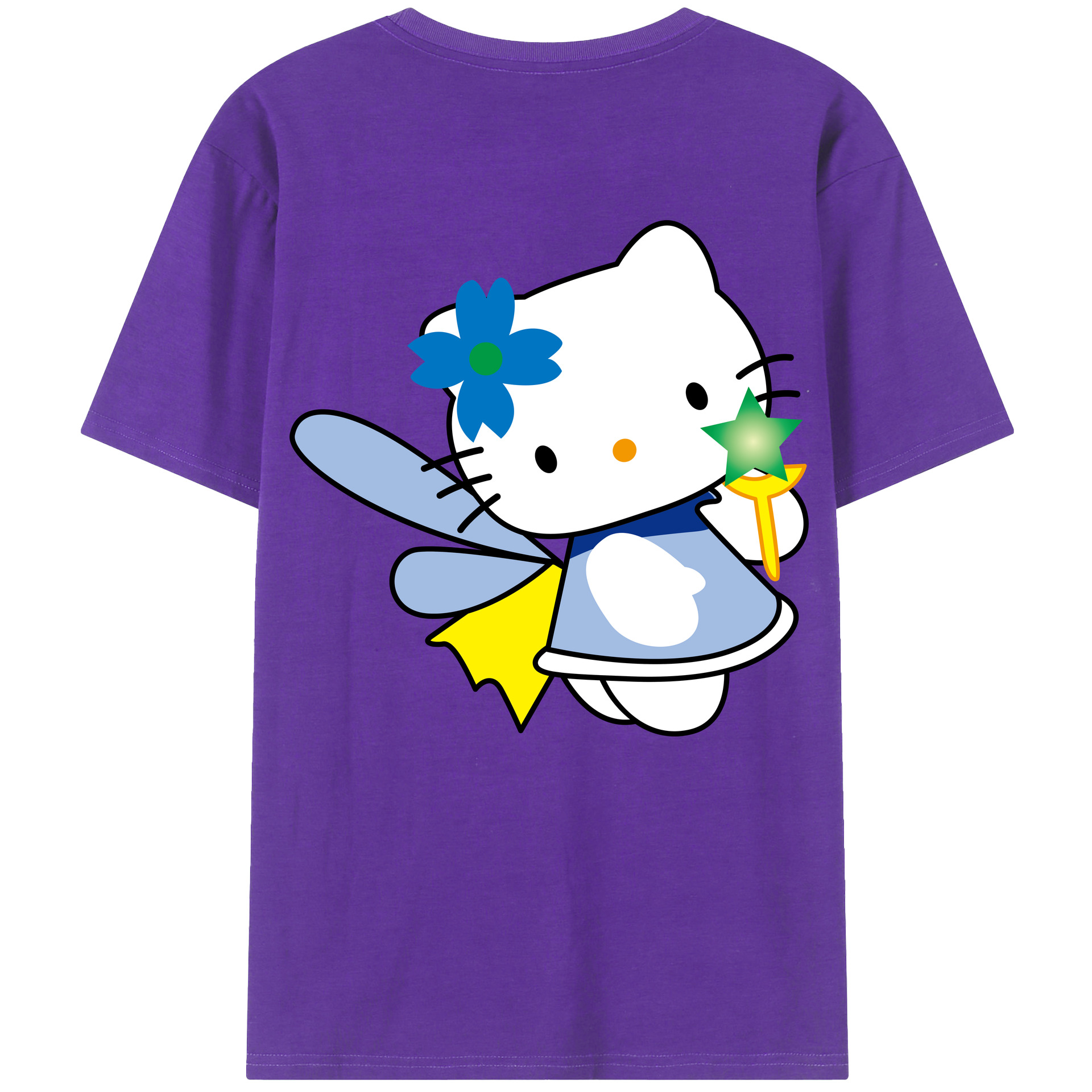 （画像用） Hello Kitty ハローキティ 綿100％ メンズ半袖Tシャツ（バックプリント） 通気性
