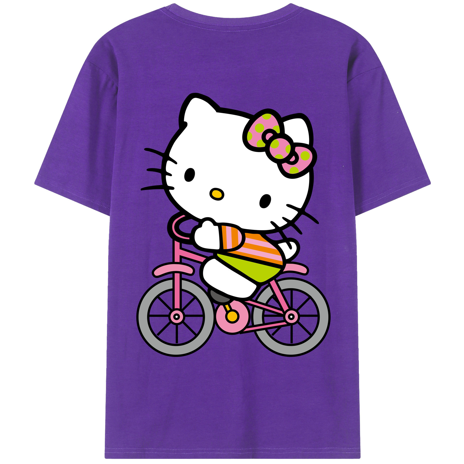（画像用） Hello Kitty ハローキティ 綿100％ メンズ半袖Tシャツ（バックプリント） 通気性
