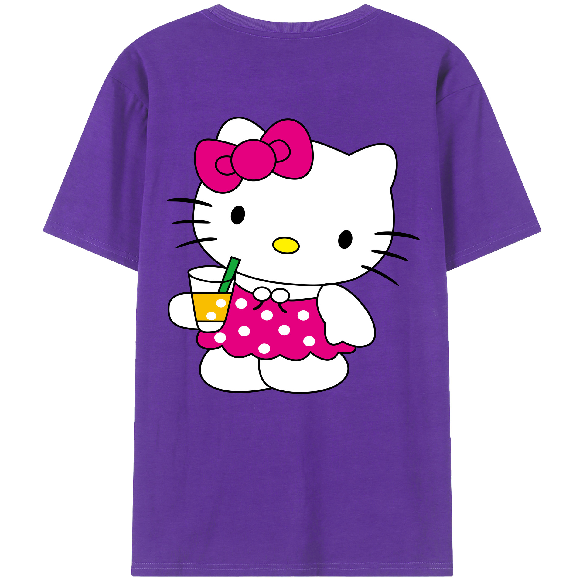 （画像用） Hello Kitty ハローキティ 綿100％ メンズ半袖Tシャツ（バックプリント） 通気性
