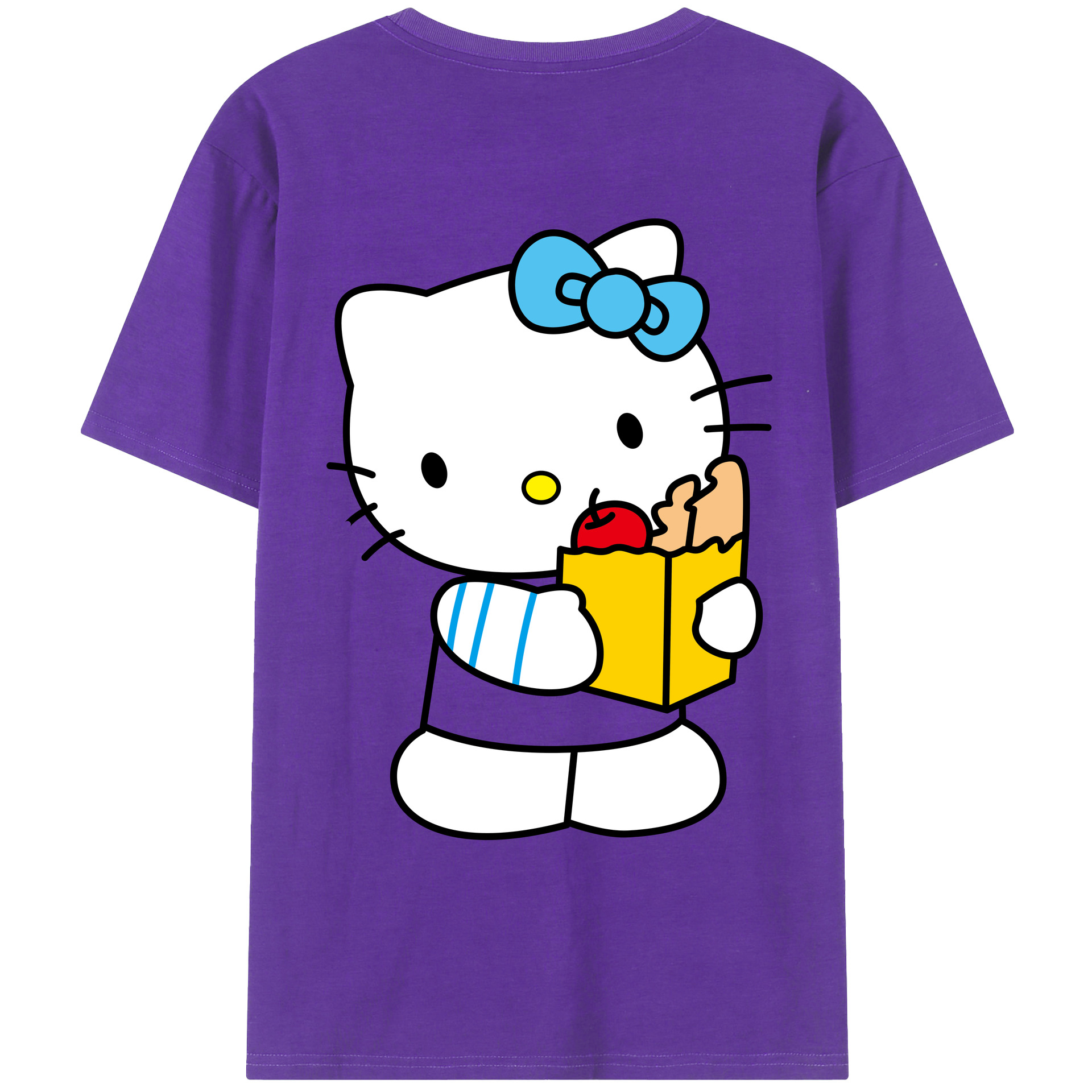 （画像用） Hello Kitty ハローキティ 綿100％ メンズ半袖Tシャツ（バックプリント） 通気性