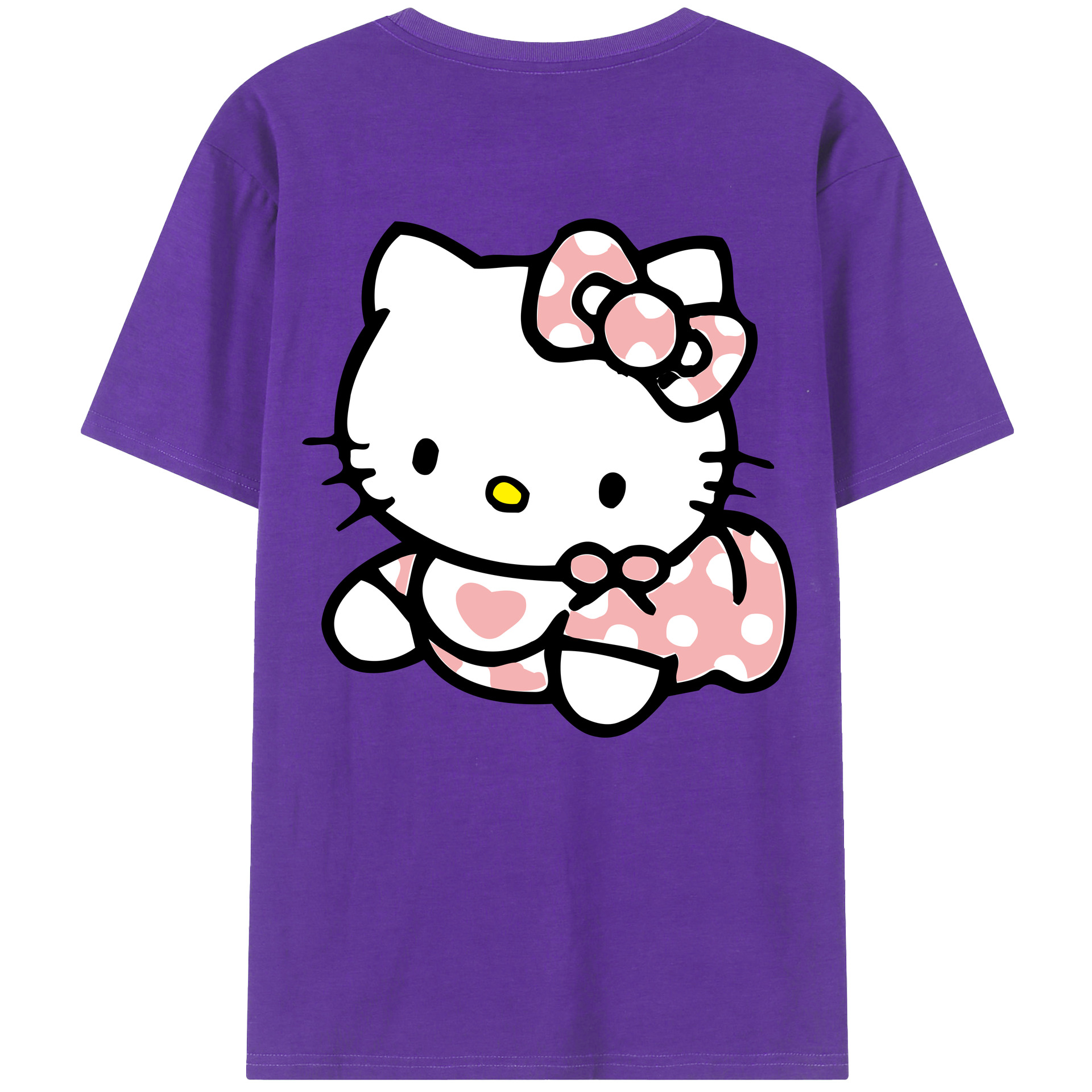 （画像用） Hello Kitty ハローキティ 綿100％ メンズ半袖Tシャツ（バックプリント） 通気性