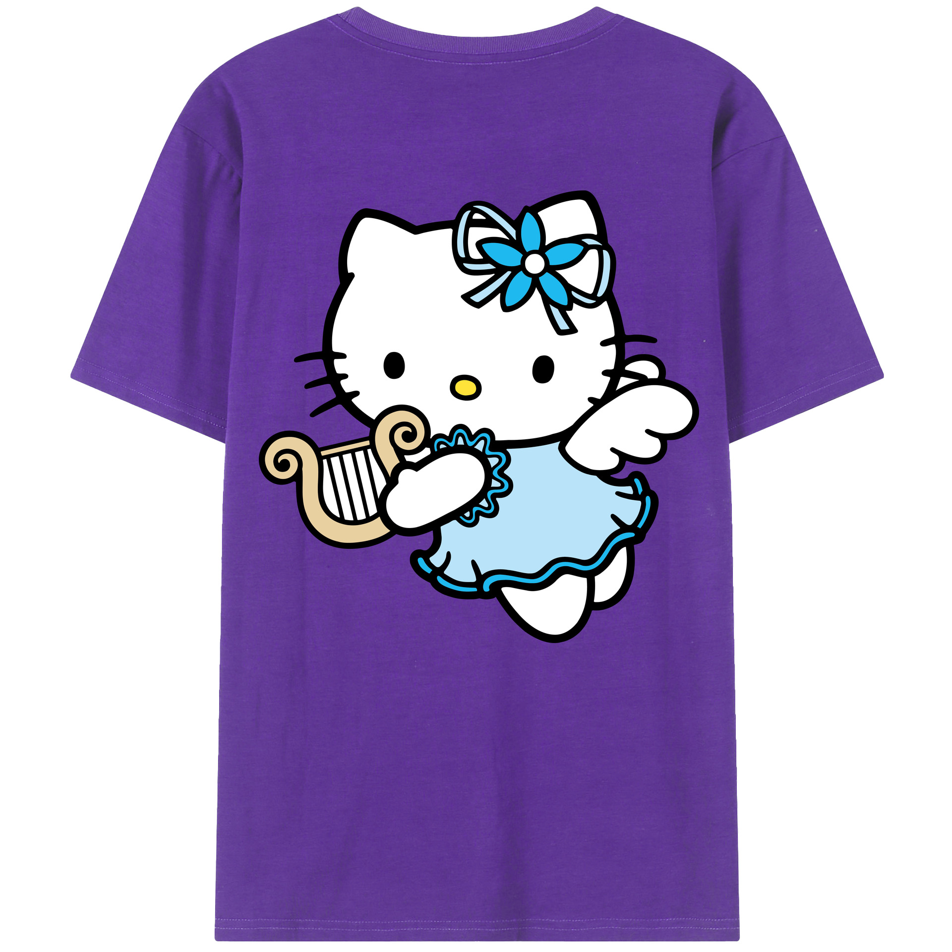 （画像用） Hello Kitty ハローキティ 綿100％ メンズ半袖Tシャツ（バックプリント） 通気性
