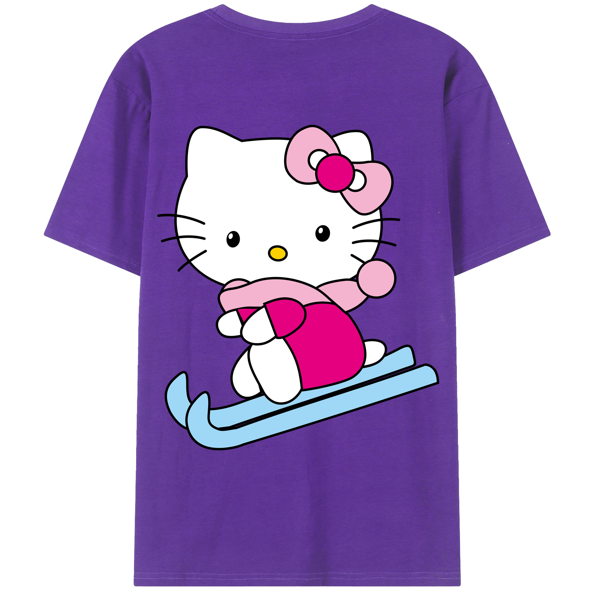 （画像用） Hello Kitty ハローキティ 綿100％ メンズ半袖Tシャツ（バックプリント） 通気性