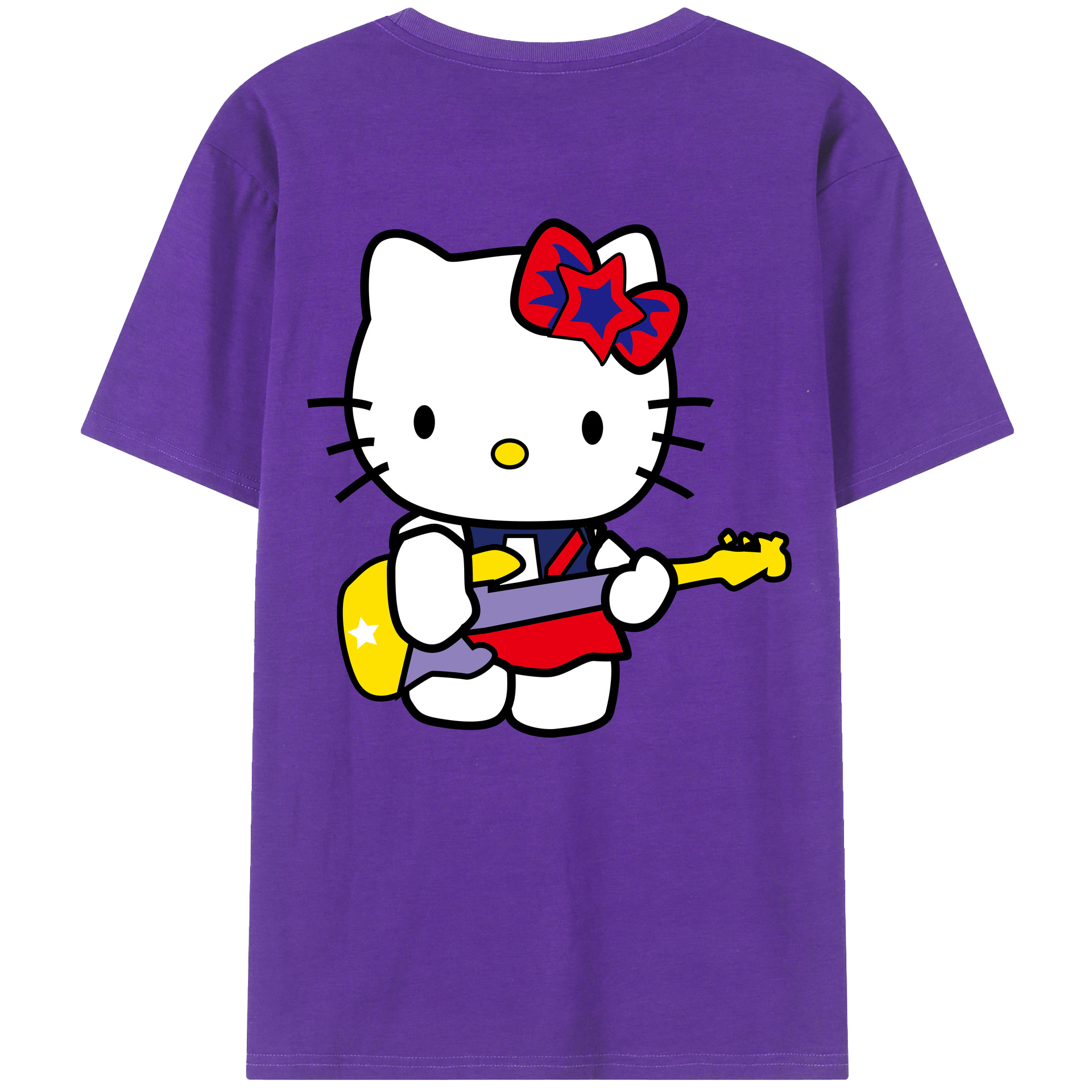 （画像用） Hello Kitty ハローキティ 綿100％ メンズ半袖Tシャツ（バックプリント） 通気性