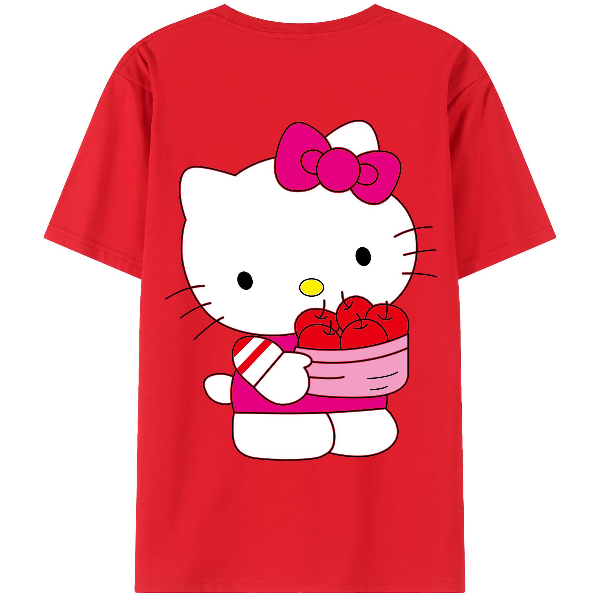 （画像用） Hello Kitty ハローキティ 綿100％ メンズ半袖Tシャツ（バックプリント） 通気性