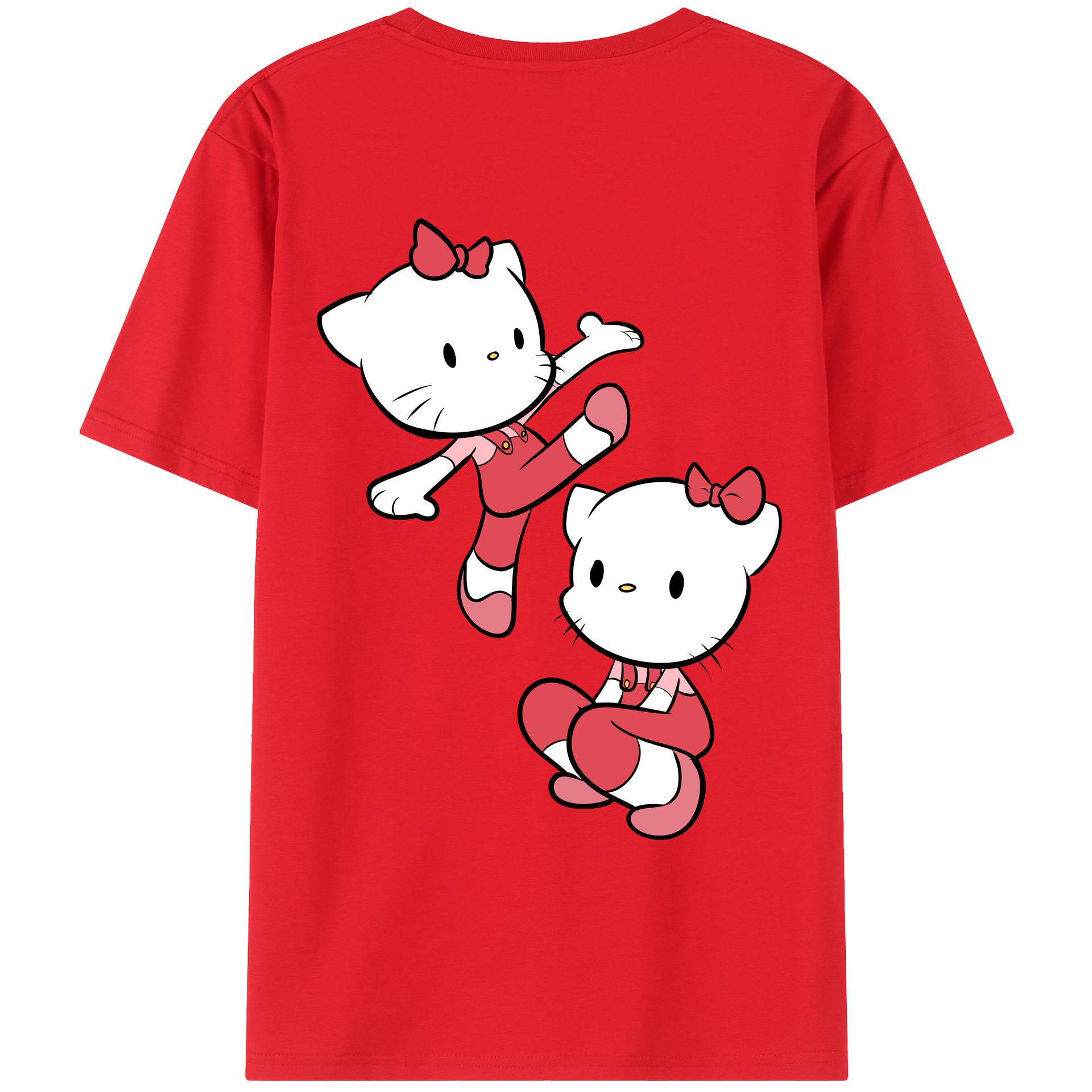 （画像用） Hello Kitty ハローキティ 綿100％ メンズ半袖Tシャツ（バックプリント） 通気性