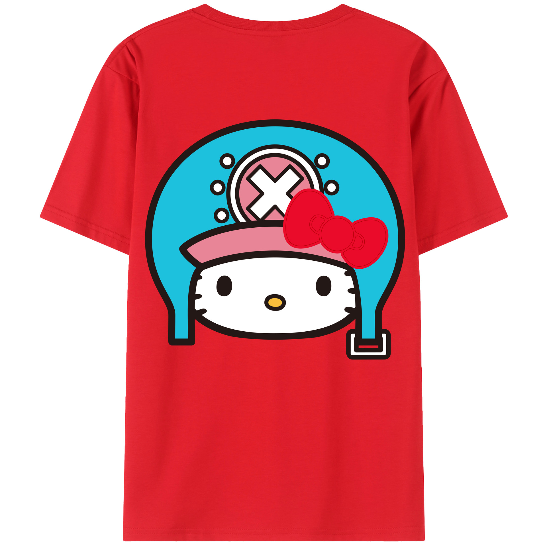 （画像用） Hello Kitty ハローキティ 綿100％ メンズ半袖Tシャツ（バックプリント） 通気性
