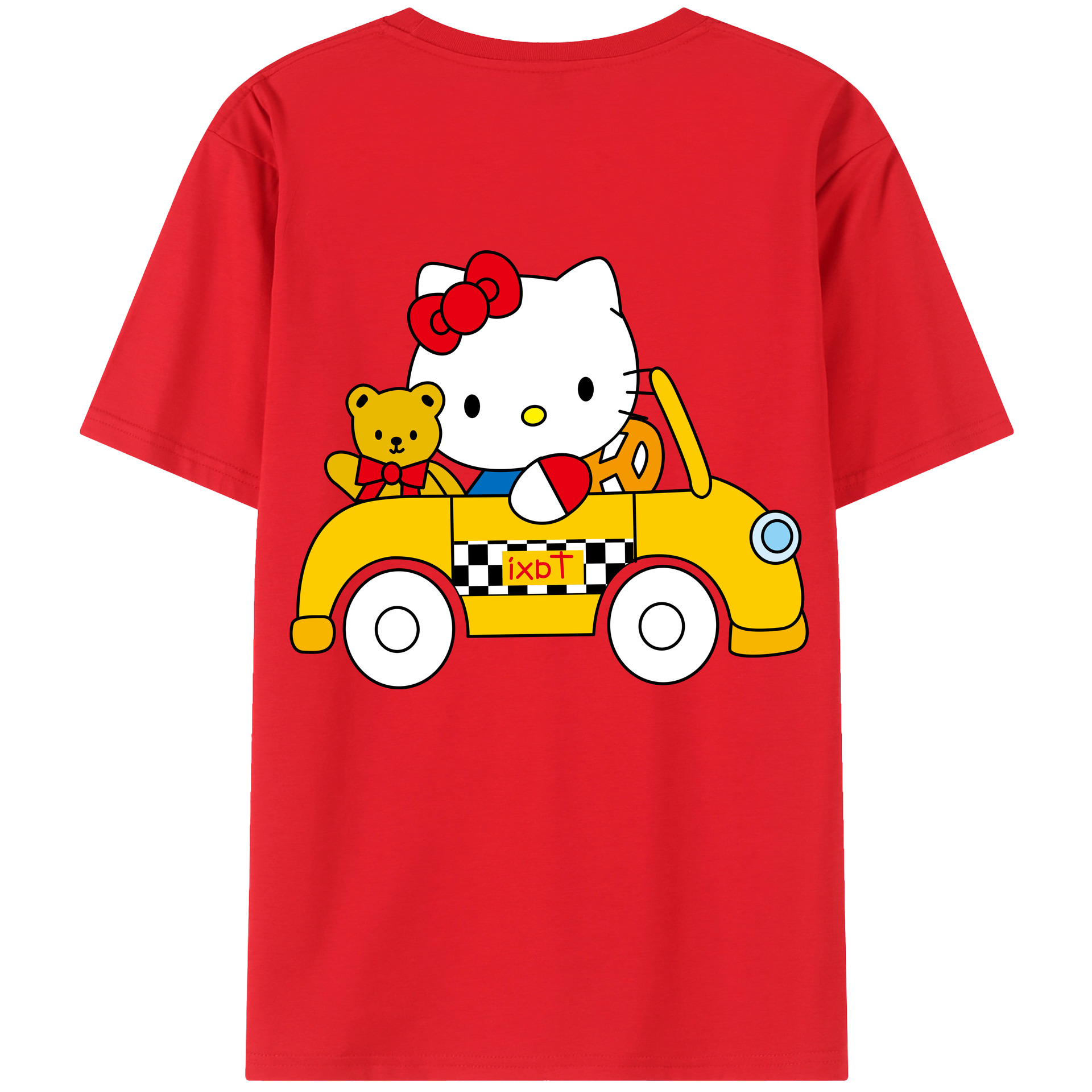 （画像用） Hello Kitty ハローキティ 綿100％ メンズ半袖Tシャツ（バックプリント） 通気性
