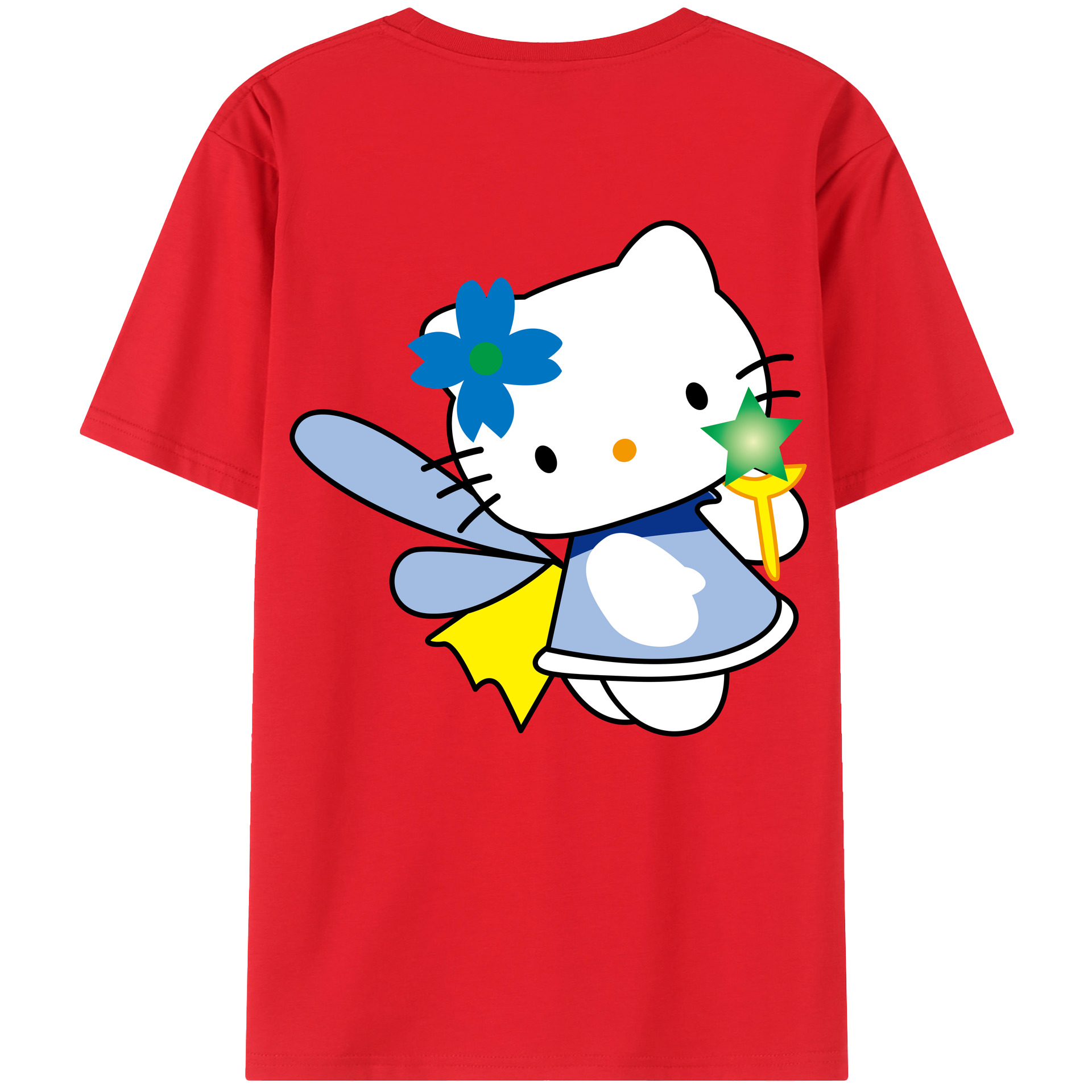 （画像用） Hello Kitty ハローキティ 綿100％ メンズ半袖Tシャツ（バックプリント） 通気性