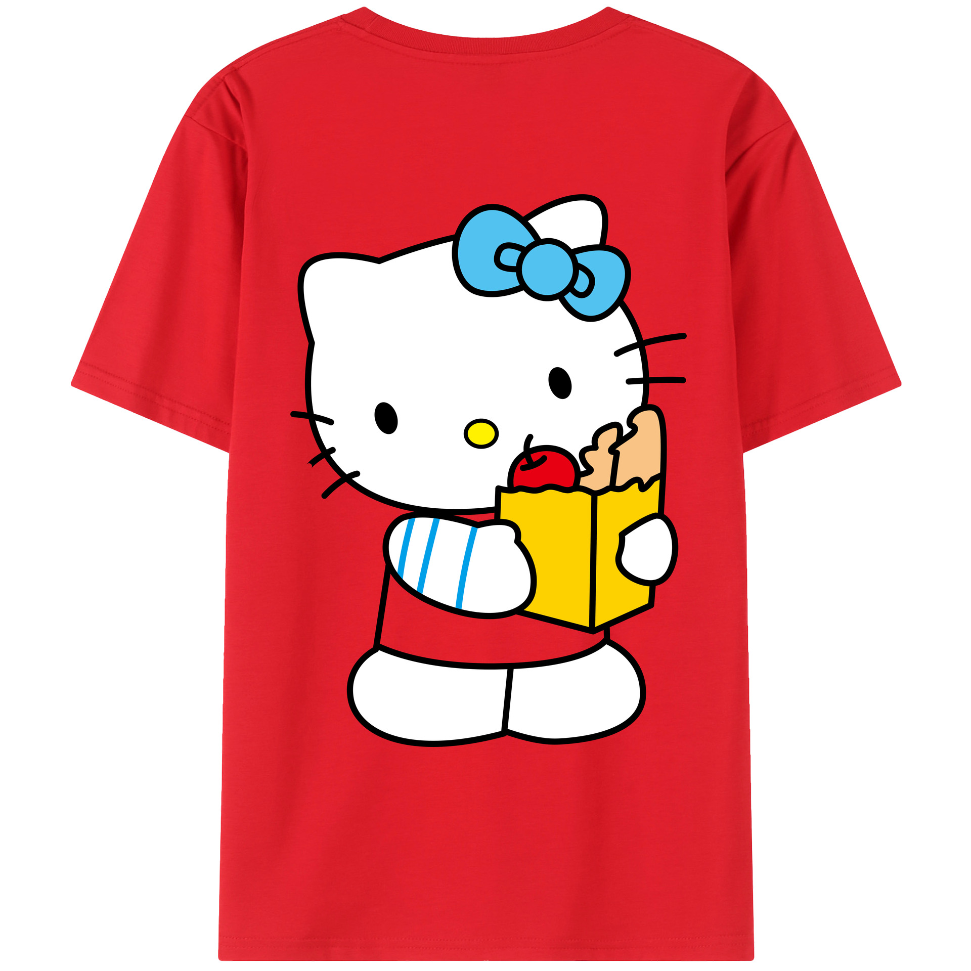 （画像用） Hello Kitty ハローキティ 綿100％ メンズ半袖Tシャツ（バックプリント） 通気性