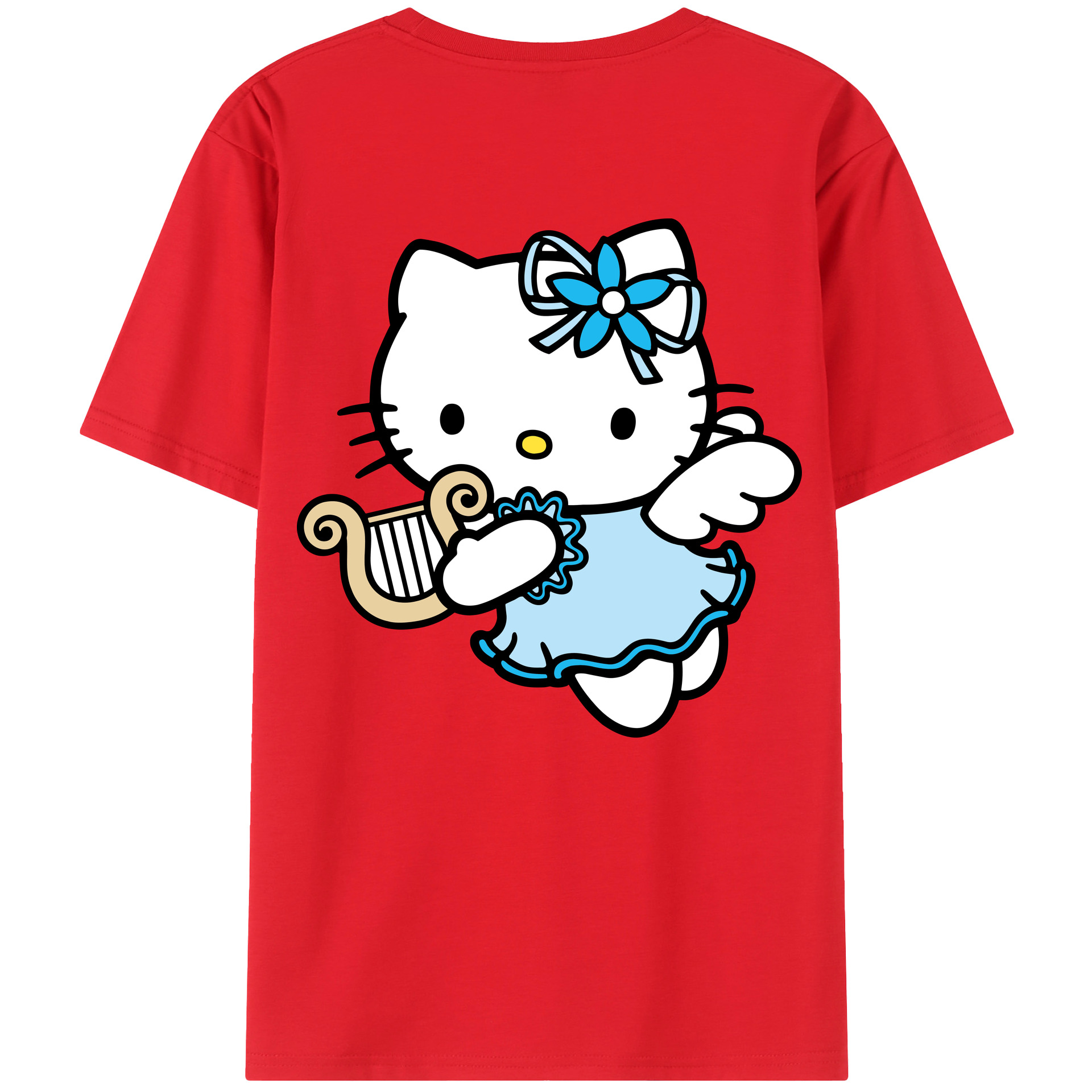 （画像用） Hello Kitty ハローキティ 綿100％ メンズ半袖Tシャツ（バックプリント） 通気性