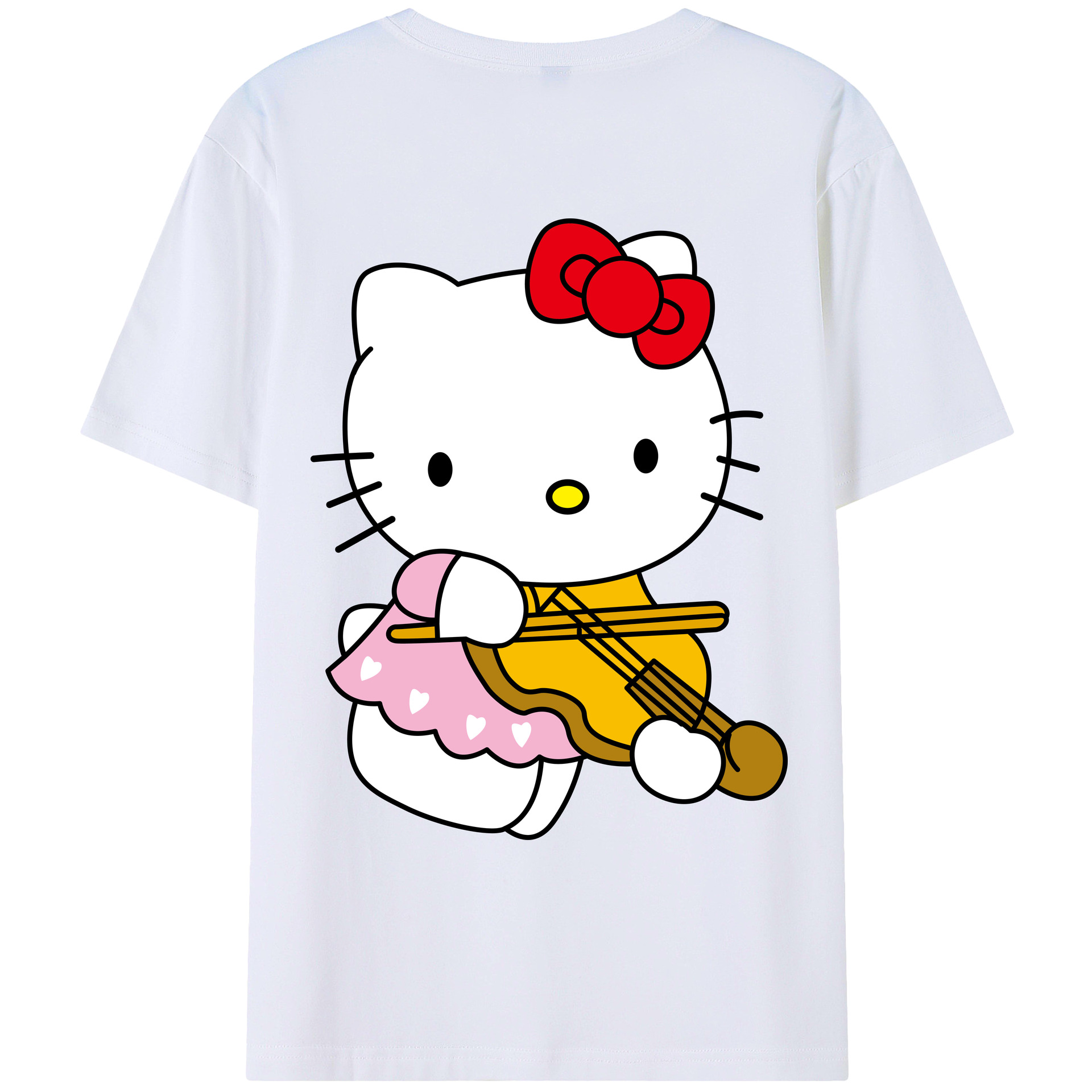 （画像用） Hello Kitty ハローキティ 綿100％ メンズ半袖Tシャツ（バックプリント） 通気性