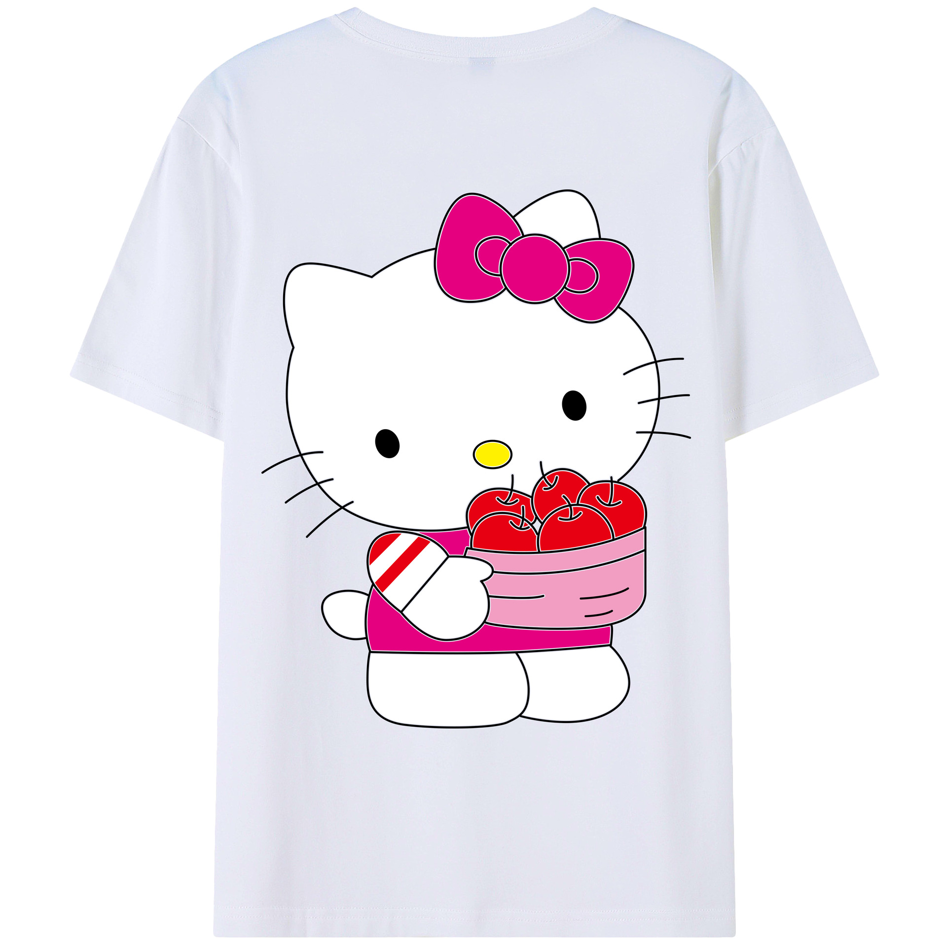 （画像用） Hello Kitty ハローキティ 綿100％ メンズ半袖Tシャツ（バックプリント） 通気性