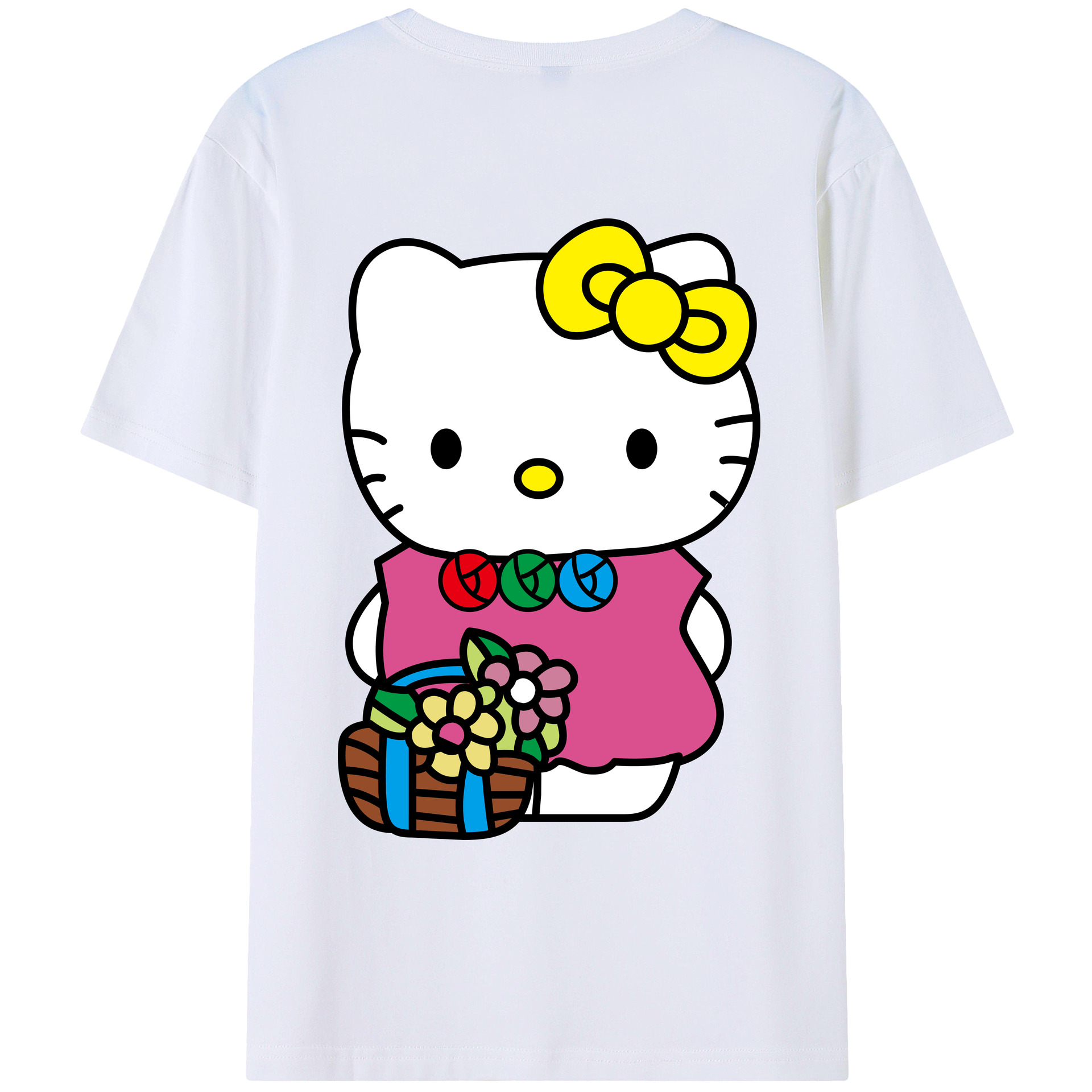 （画像用） Hello Kitty ハローキティ 綿100％ メンズ半袖Tシャツ（バックプリント） 通気性