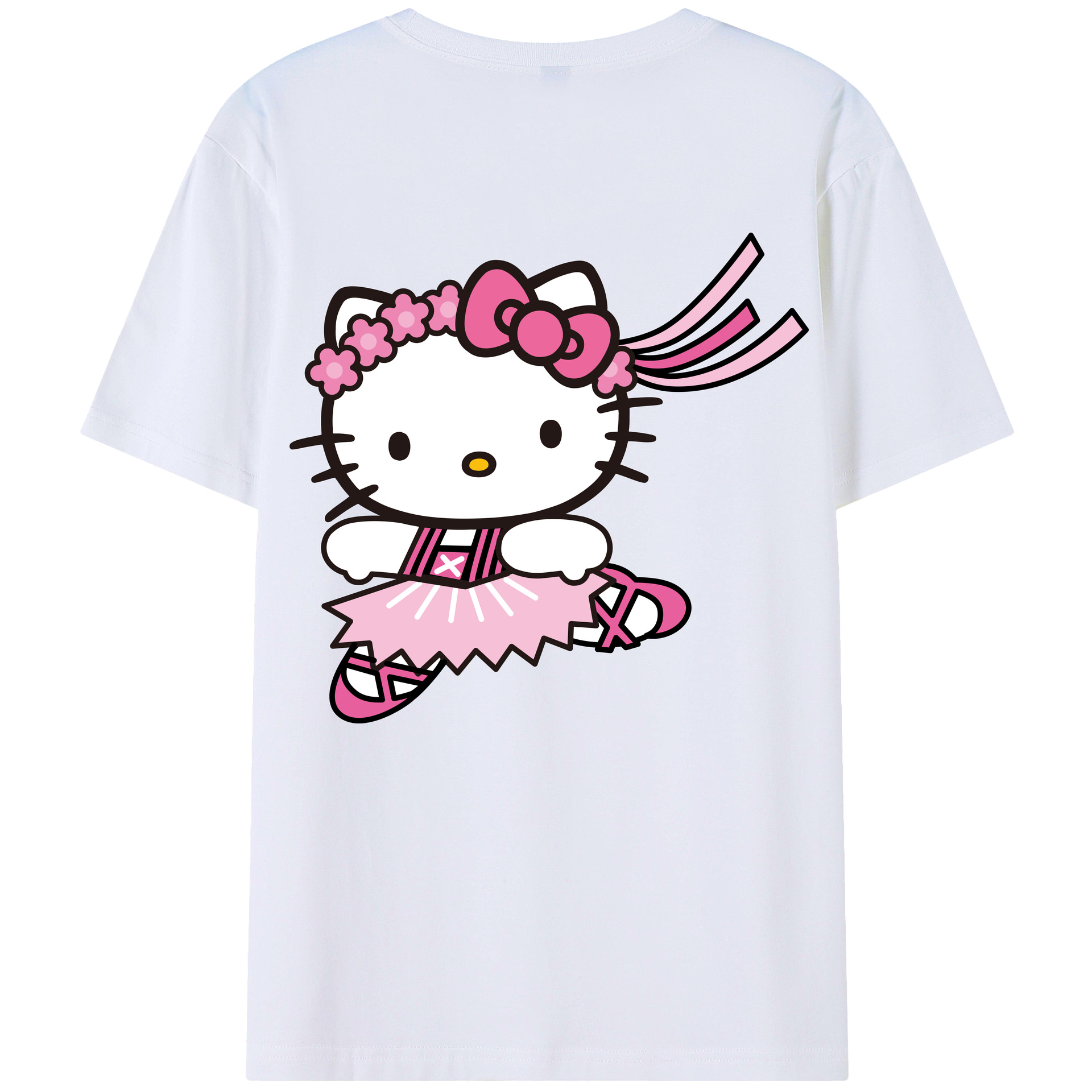 （画像用） Hello Kitty ハローキティ 綿100％ メンズ半袖Tシャツ（バックプリント） 通気性