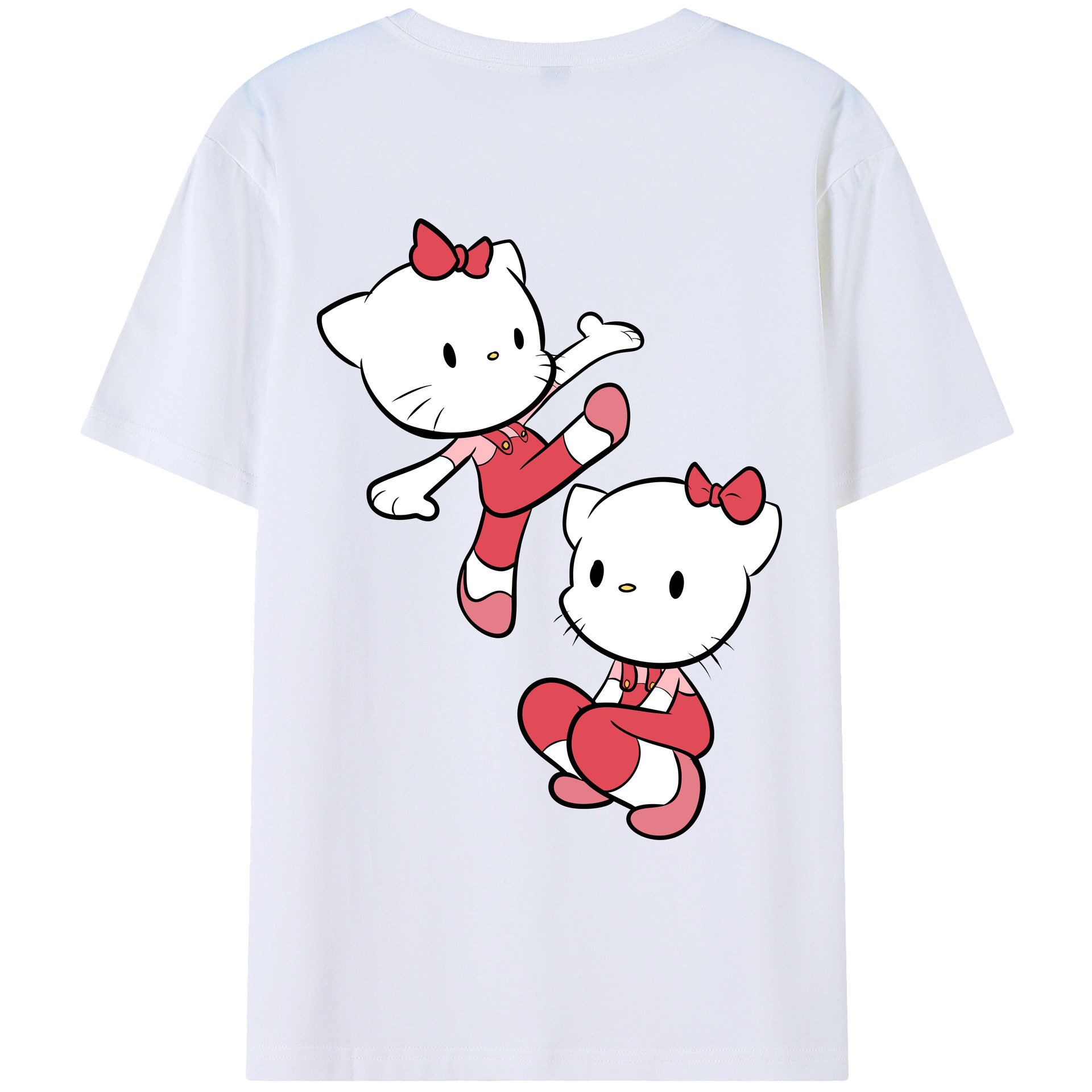 （画像用） Hello Kitty ハローキティ 綿100％ メンズ半袖Tシャツ（バックプリント） 通気性