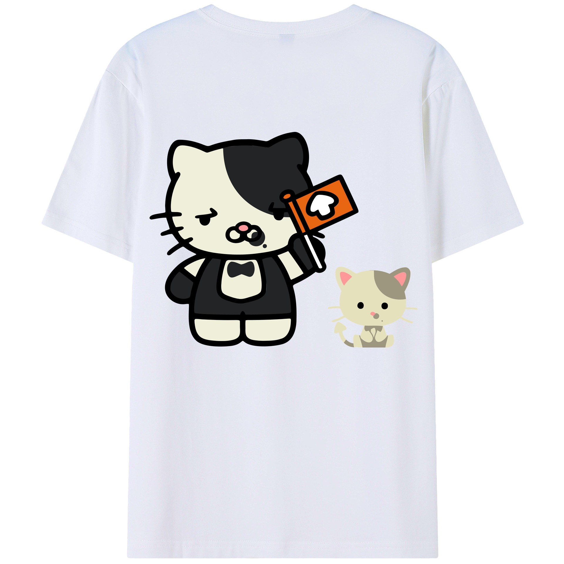 （画像用） Hello Kitty ハローキティ 綿100％ メンズ半袖Tシャツ（バックプリント） 通気性