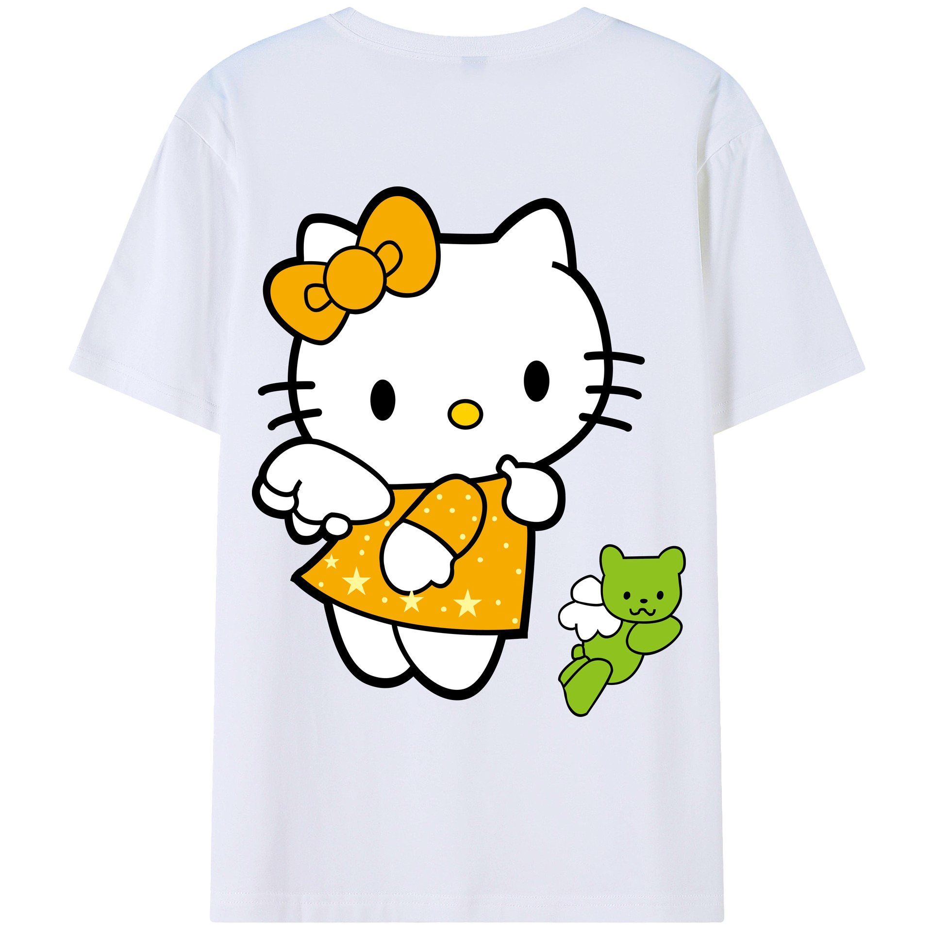 （画像用） Hello Kitty ハローキティ 綿100％ メンズ半袖Tシャツ（バックプリント） 通気性