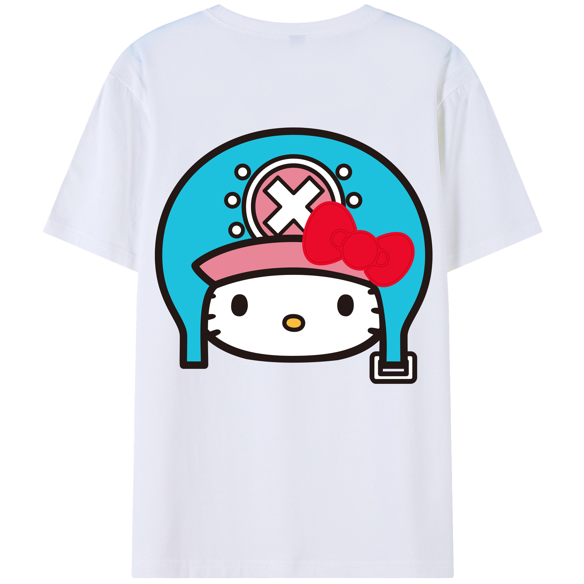 （画像用） Hello Kitty ハローキティ 綿100％ メンズ半袖Tシャツ（バックプリント） 通気性