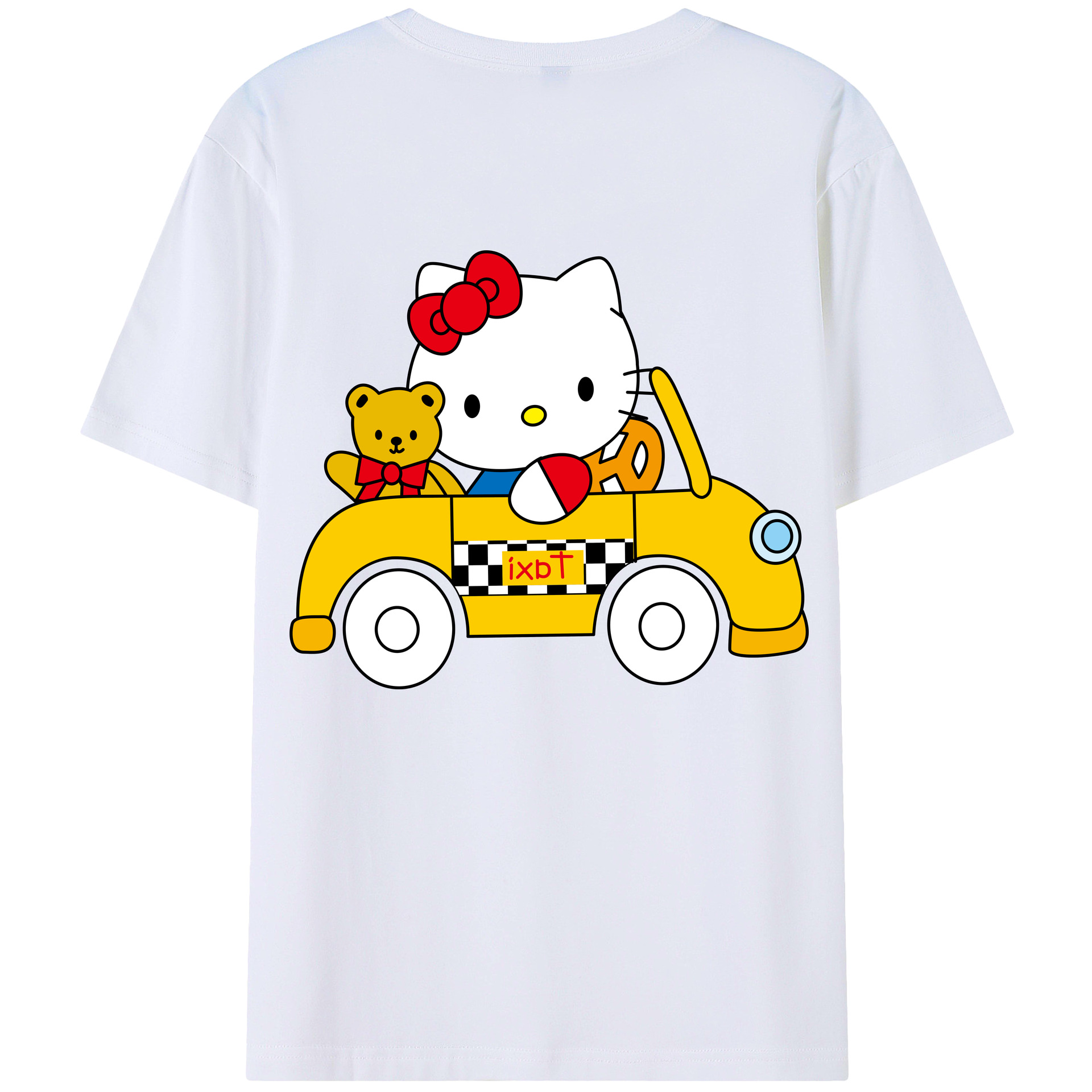 （画像用） Hello Kitty ハローキティ 綿100％ メンズ半袖Tシャツ（バックプリント） 通気性