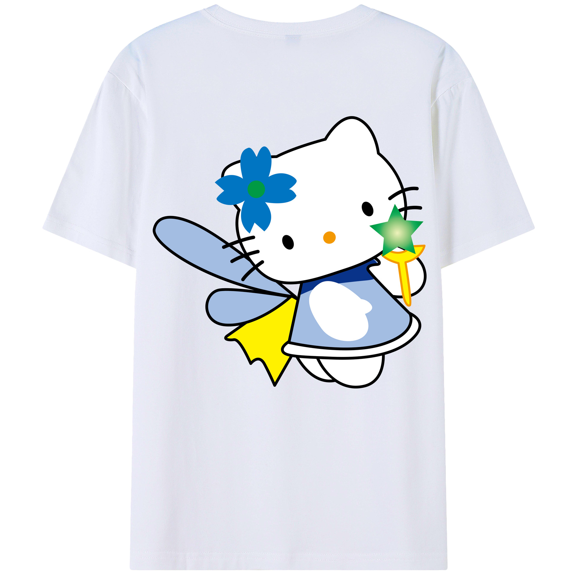 （画像用） Hello Kitty ハローキティ 綿100％ メンズ半袖Tシャツ（バックプリント） 通気性