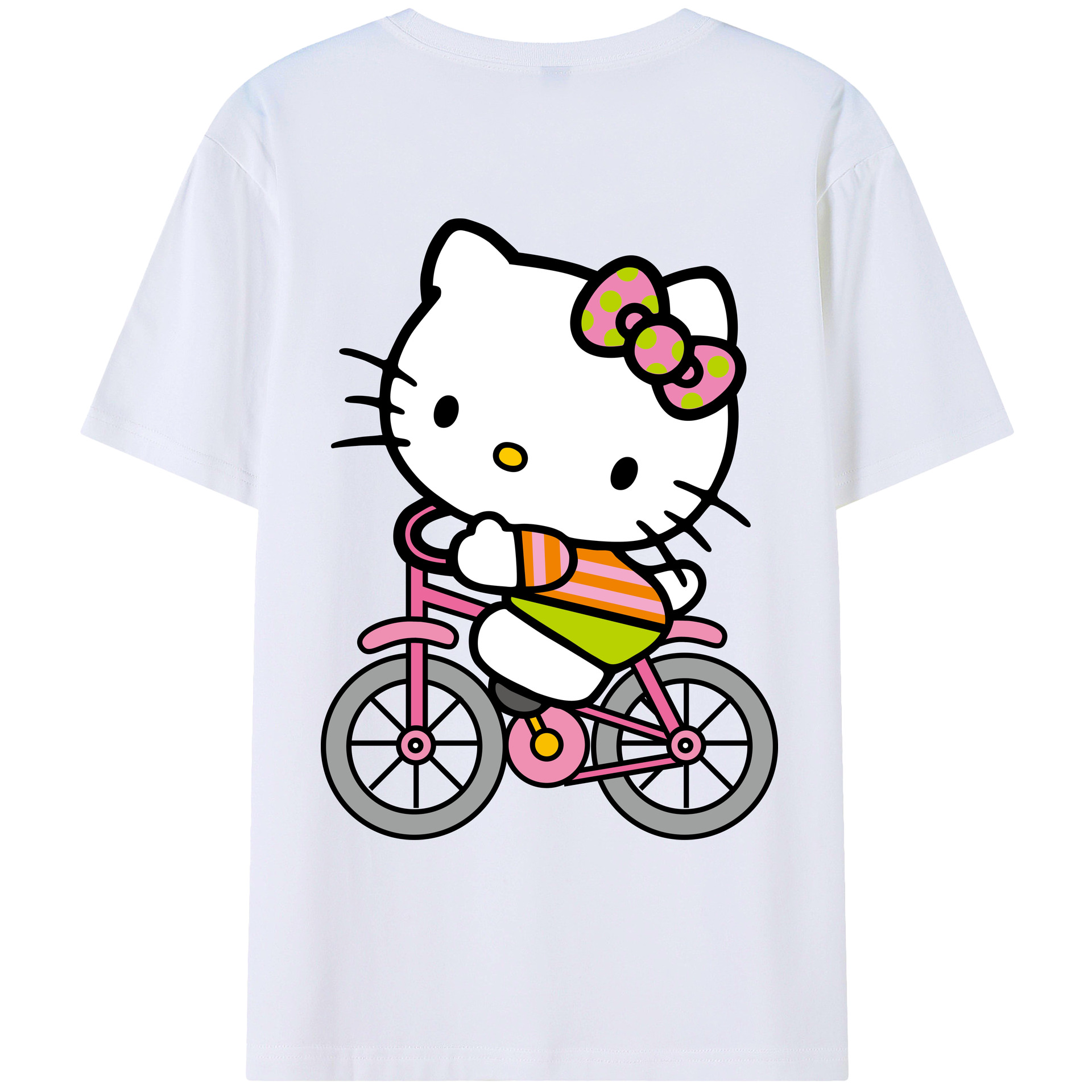 （画像用） Hello Kitty ハローキティ 綿100％ メンズ半袖Tシャツ（バックプリント） 通気性