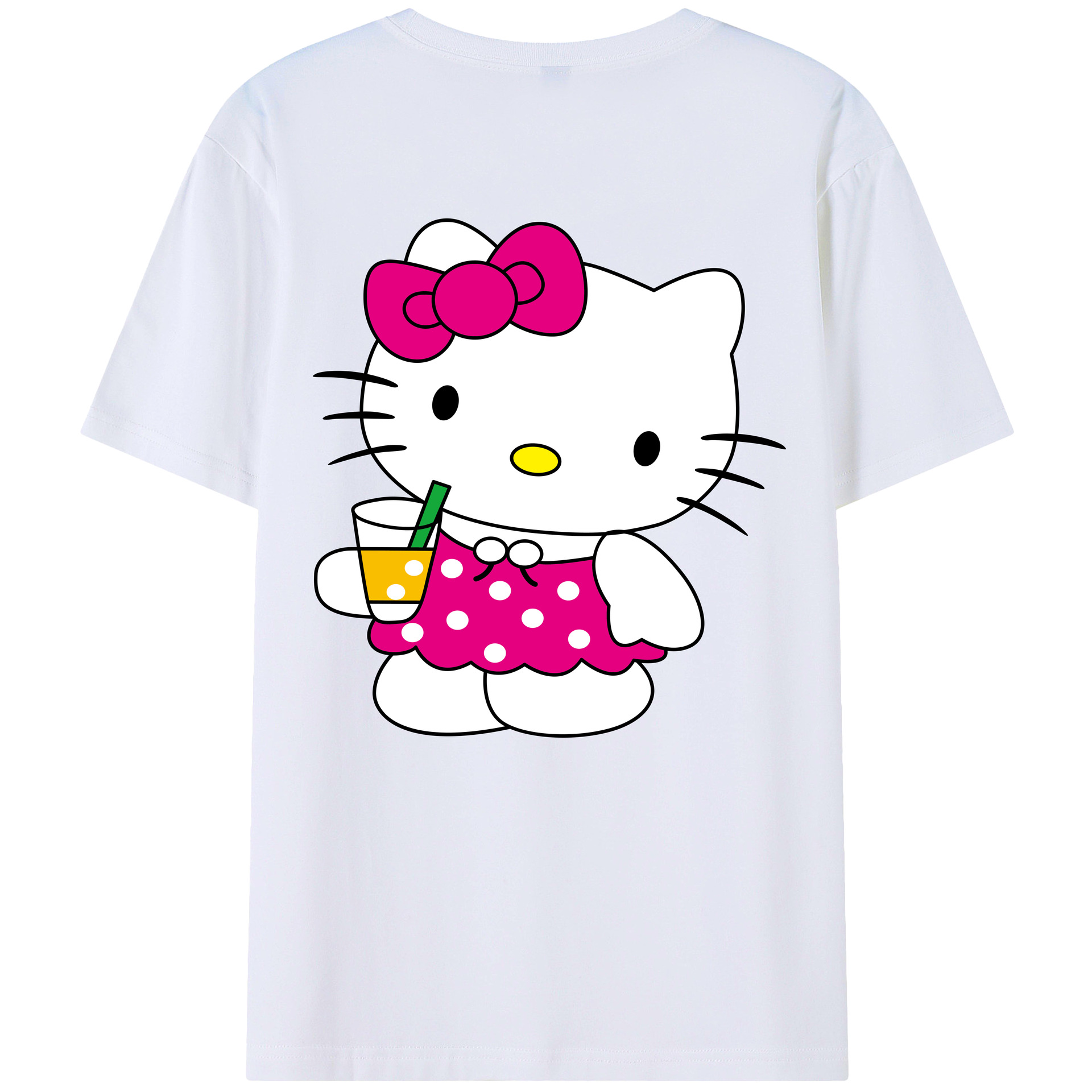 （画像用） Hello Kitty ハローキティ 綿100％ メンズ半袖Tシャツ（バックプリント） 通気性