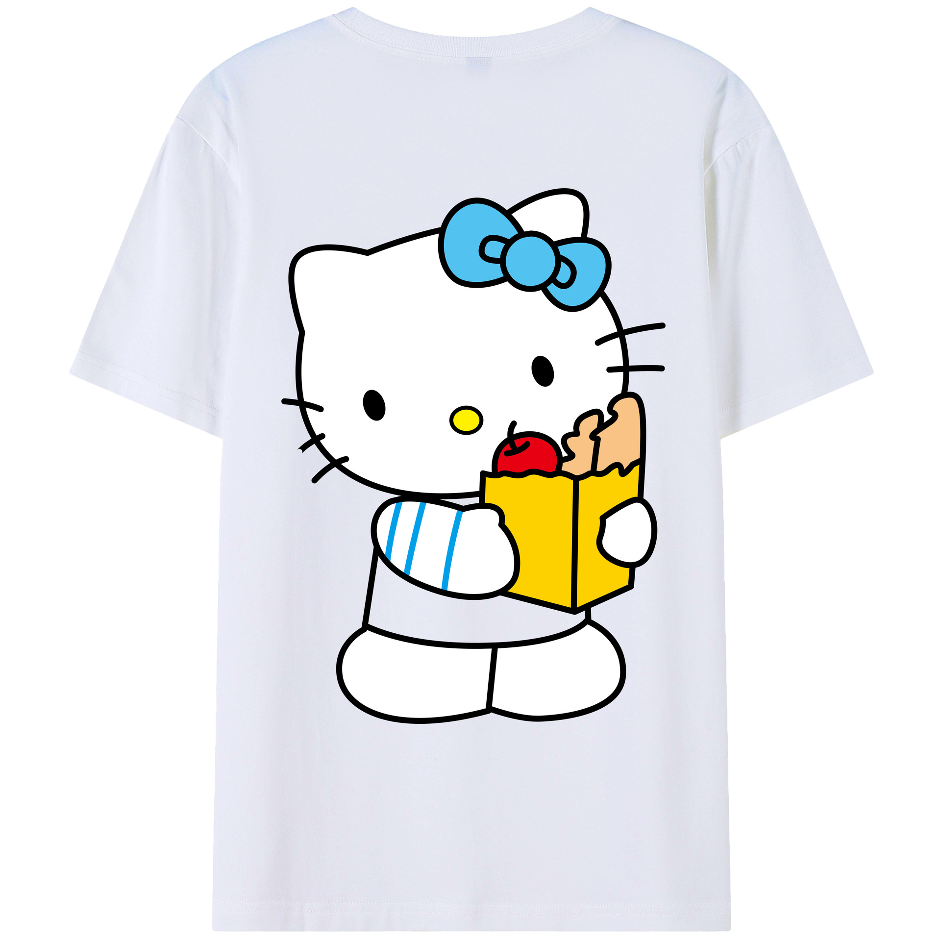（画像用） Hello Kitty ハローキティ 綿100％ メンズ半袖Tシャツ（バックプリント） 通気性