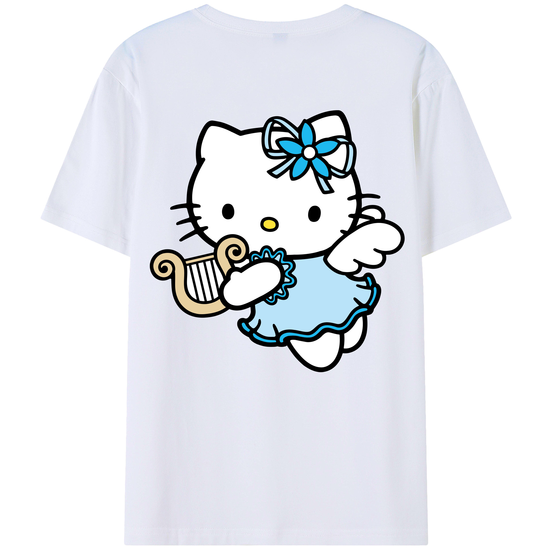 （画像用） Hello Kitty ハローキティ 綿100％ メンズ半袖Tシャツ（バックプリント） 通気性