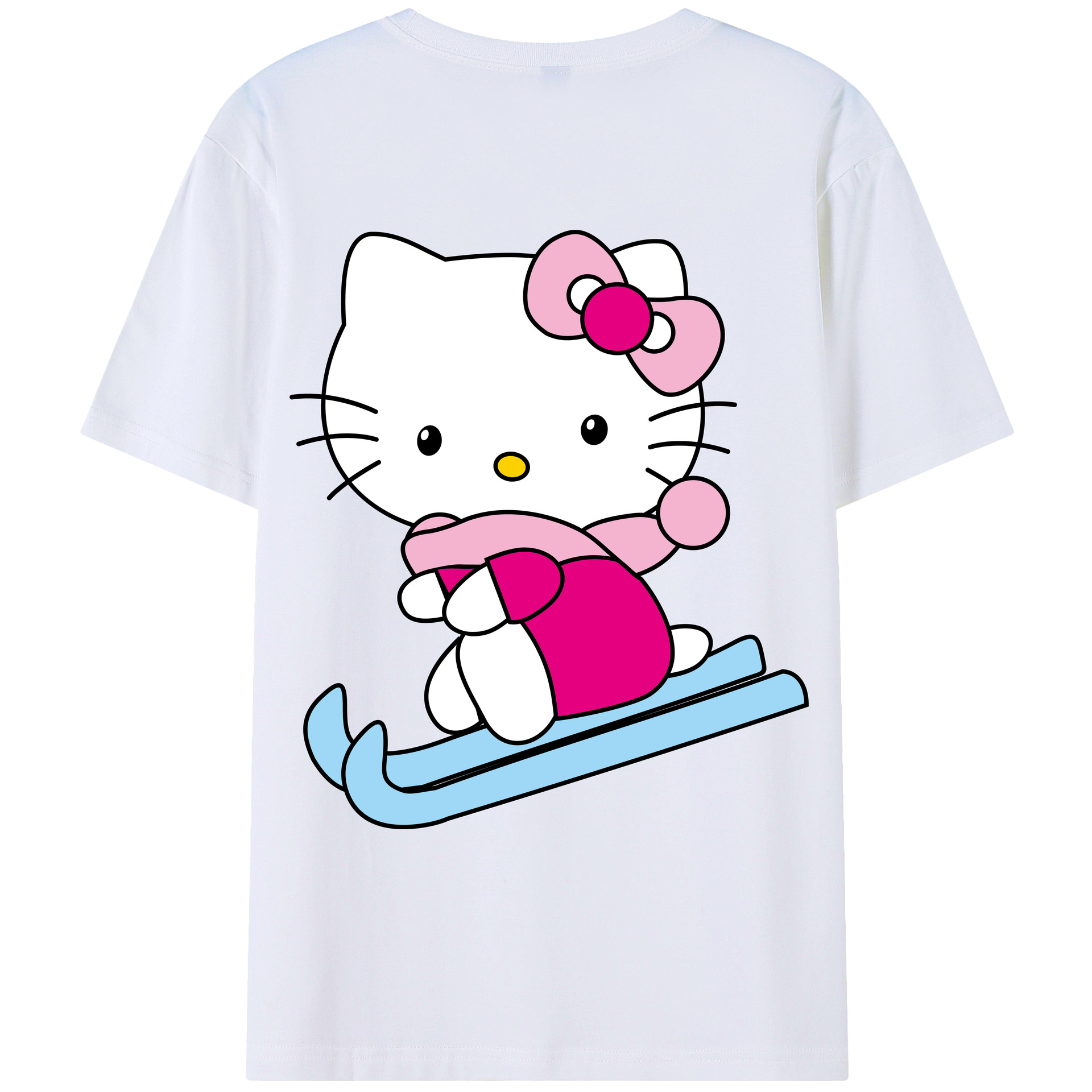 （画像用） Hello Kitty ハローキティ 綿100％ メンズ半袖Tシャツ（バックプリント） 通気性