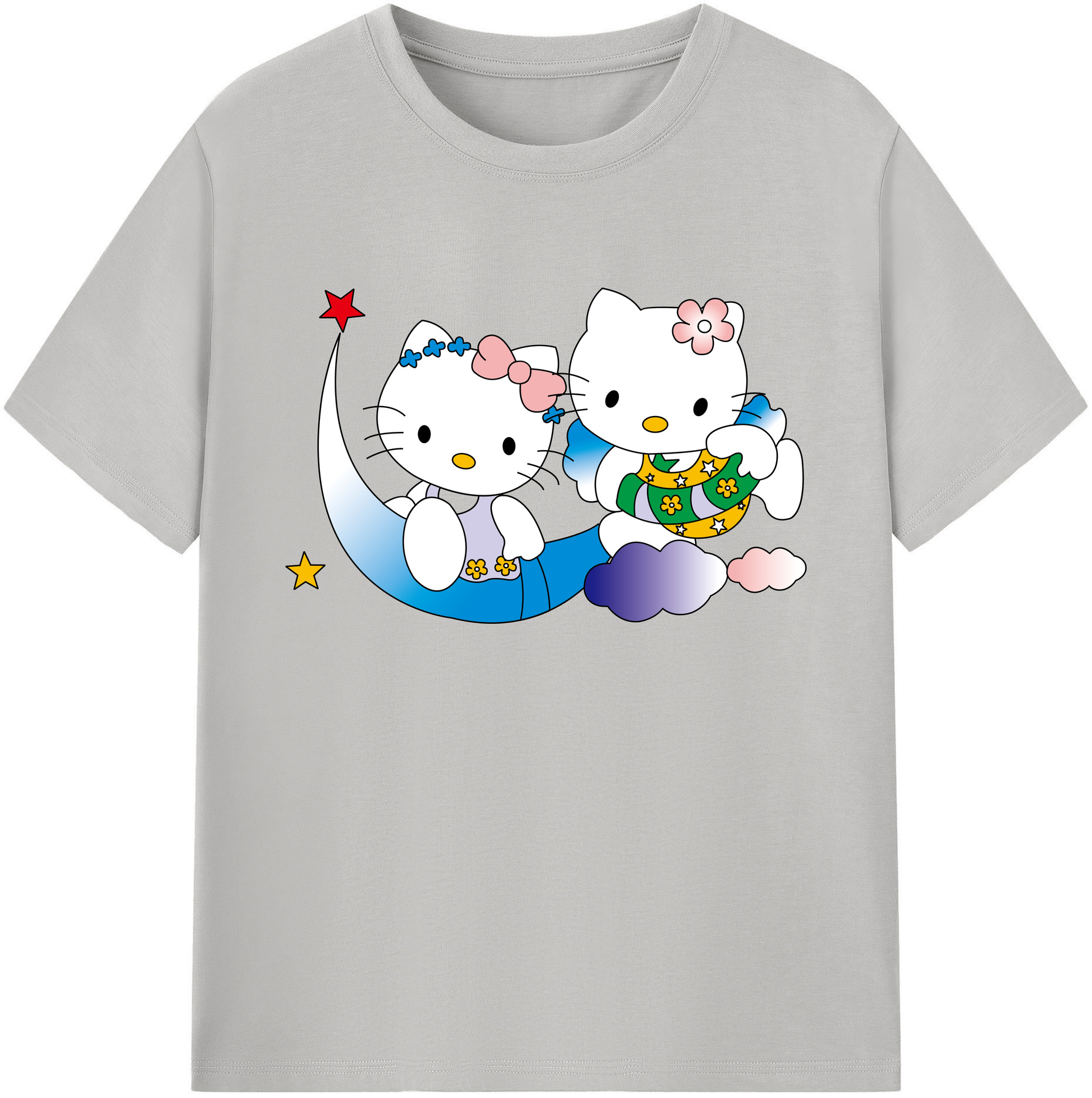 （画像用） Hello Kitty ハローキティ 綿100％ メンズ半袖Tシャツ｜肌触りやわらか＆通気性