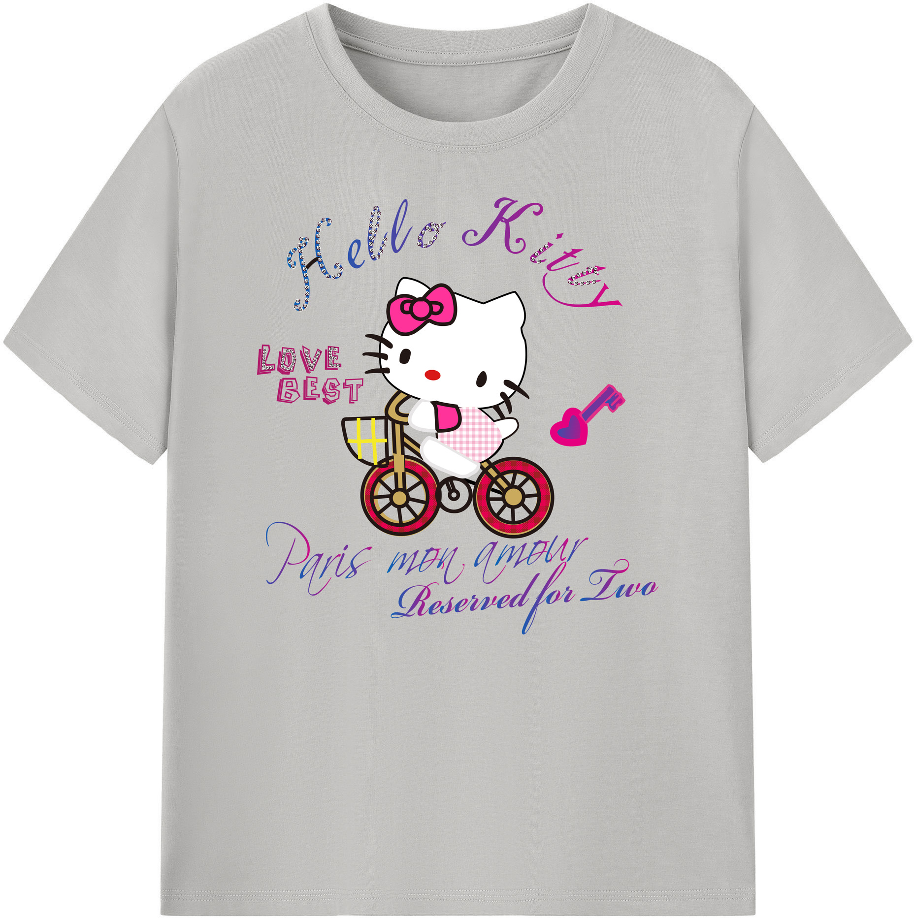 （画像用） Hello Kitty ハローキティ 綿100％ メンズ半袖Tシャツ｜肌触りやわらか＆通気性