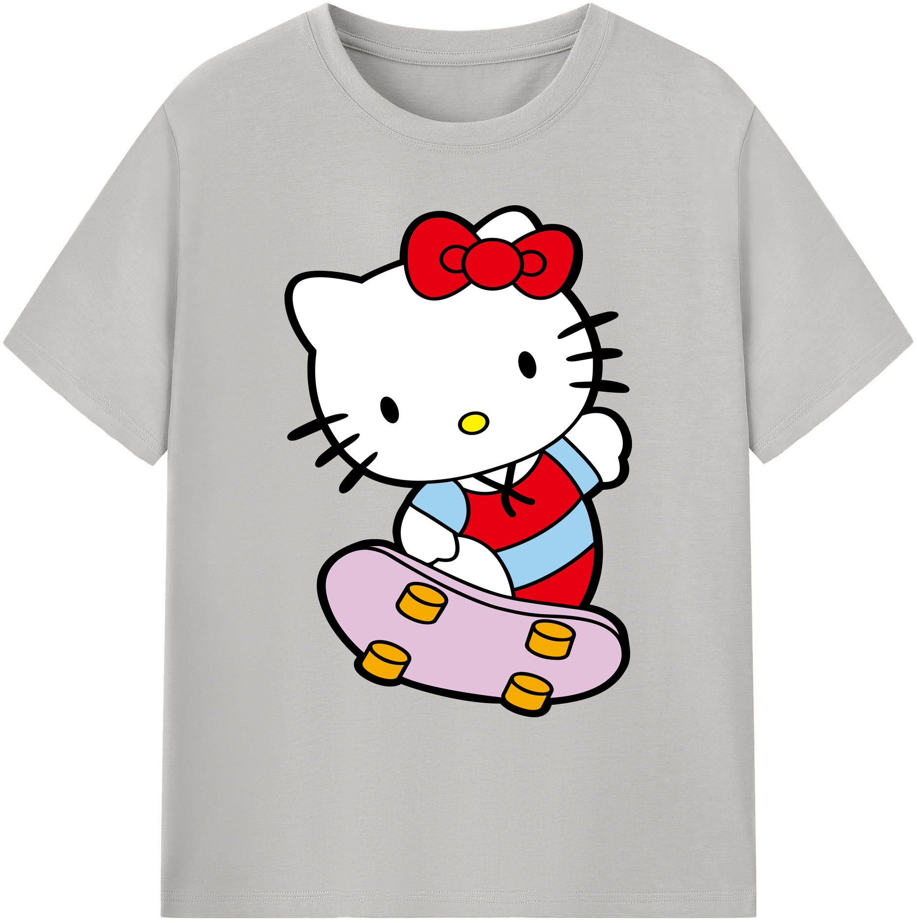 （画像用） Hello Kitty ハローキティ 綿100％ メンズ半袖Tシャツ｜肌触りやわらか＆通気性