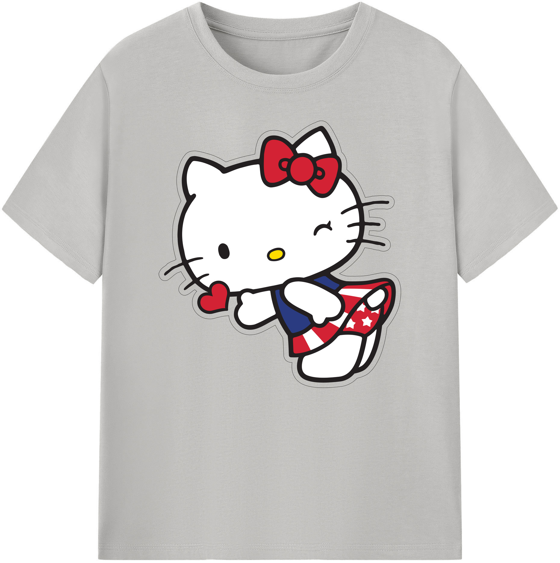 （画像用） Hello Kitty ハローキティ 綿100％ メンズ半袖Tシャツ｜肌触りやわらか＆通気性