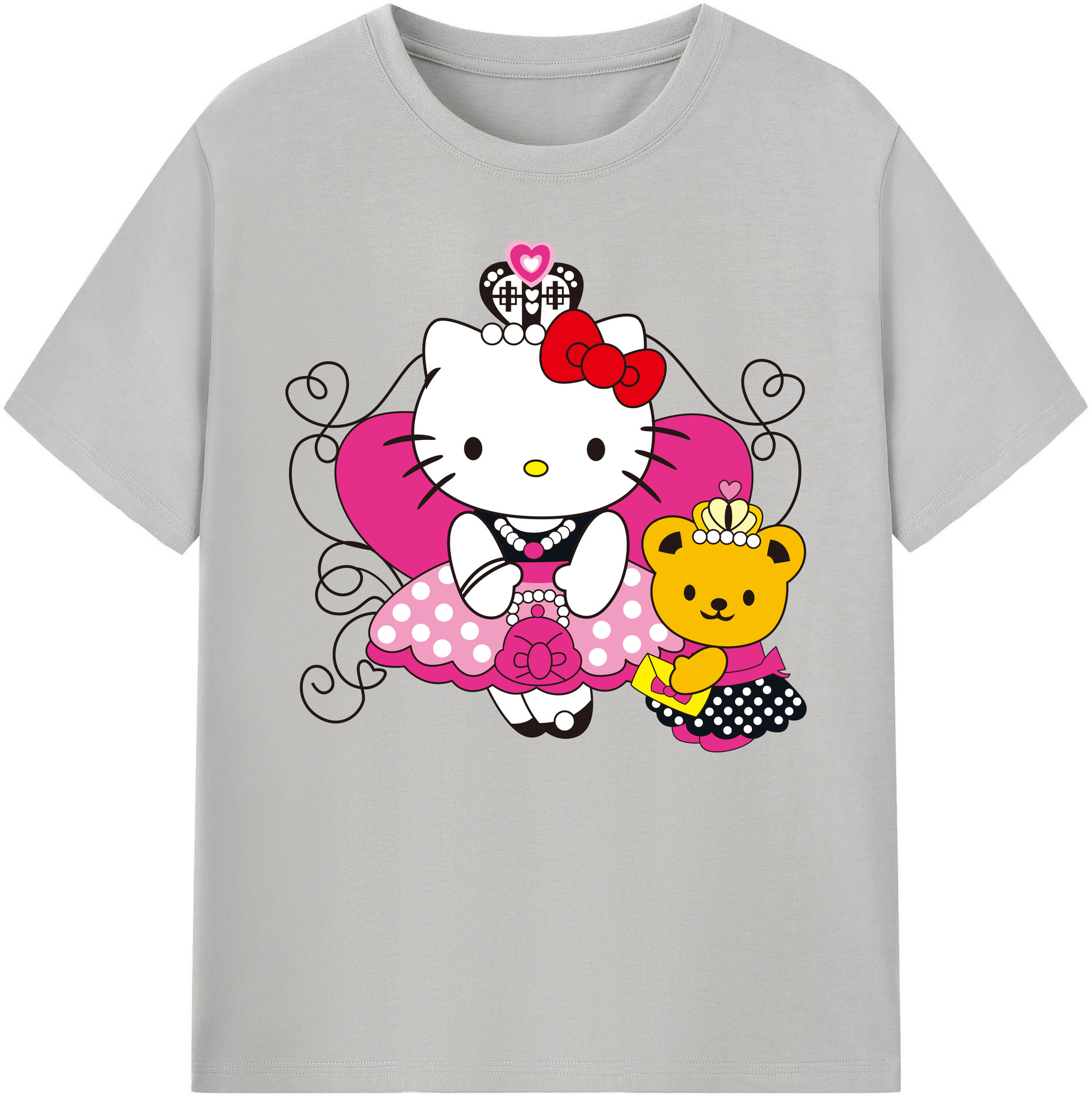 （画像用） Hello Kitty ハローキティ 綿100％ メンズ半袖Tシャツ｜肌触りやわらか＆通気性
