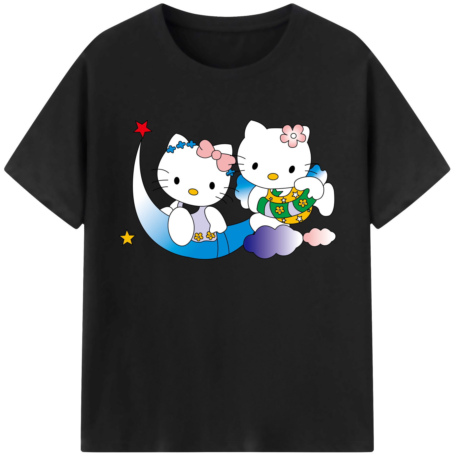 （画像用） Hello Kitty ハローキティ 綿100％ メンズ半袖Tシャツ｜肌触りやわらか＆通気性